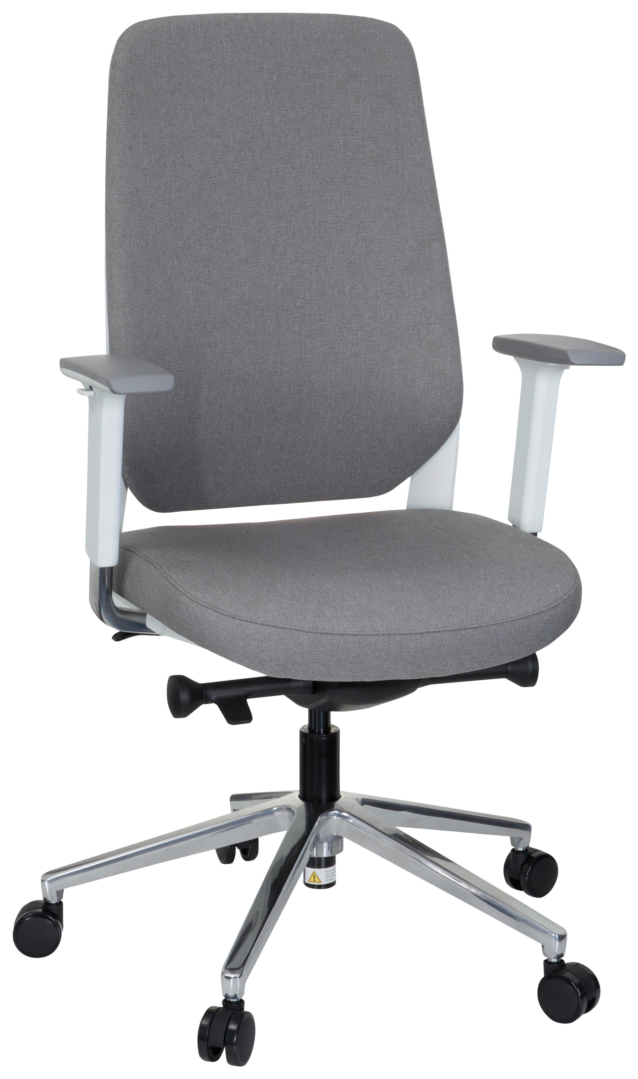 Drehstuhl Chiaro T4 White Armstützen Grau/weiß Bis 110kg - Weiß/Grau, MODERN, Kunststoff/Textil (56/131/67cm) - MID.YOU