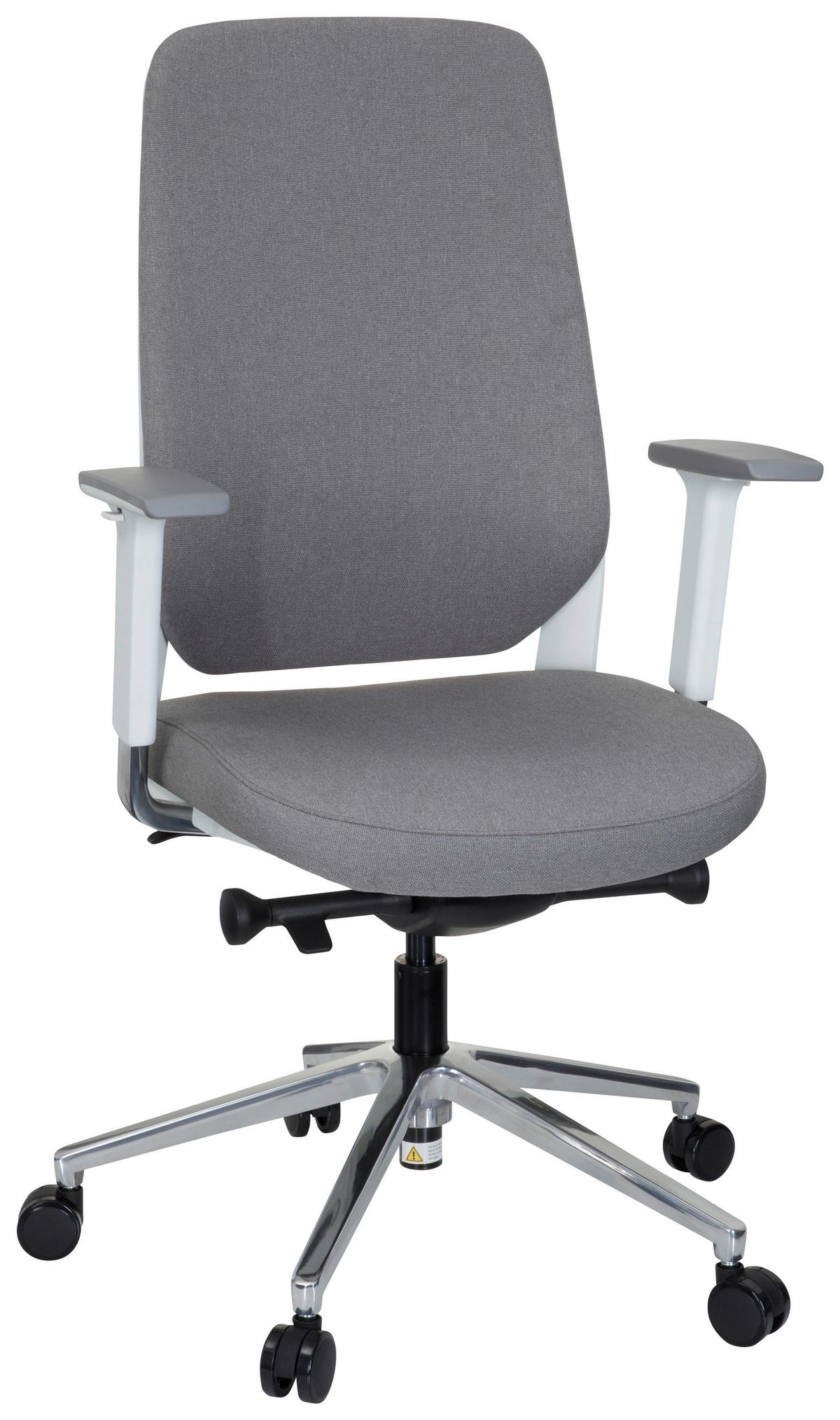 Drehstuhl Chiaro T4 White Armstützen Grau/Weiß Bis 110kg - Weiß/Grau, MODERN, Kunststoff/Textil (56/131/67cm) - MID.YOU