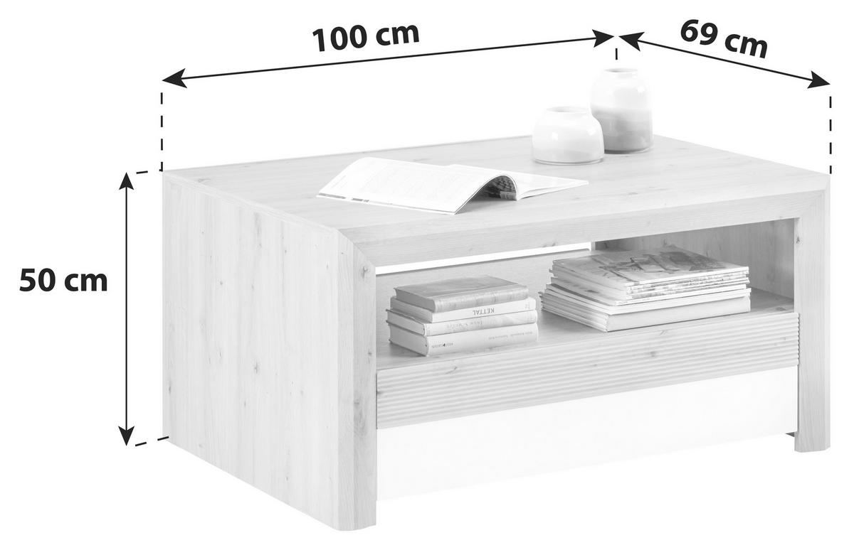 KONFERENČNÝ STOLÍK KASHMIR NEW - biela/farba duba, Modern, kompozitné drevo (100/50/69cm) - James Wood