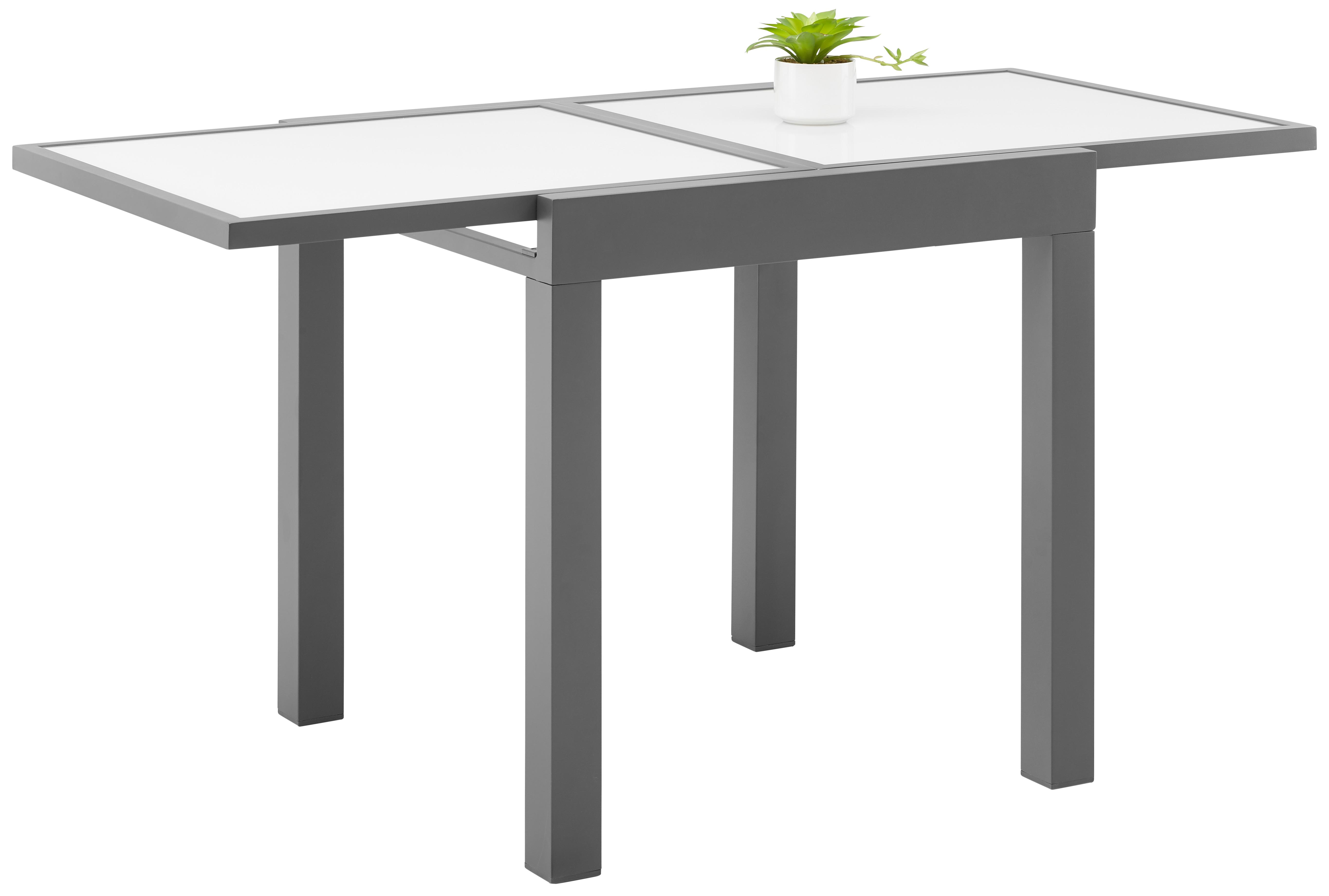 Zahradní Stůl Atlanta 1 - bílá/antracitová, Moderní, kov/sklo (70-140/75/70cm) - Modern Living