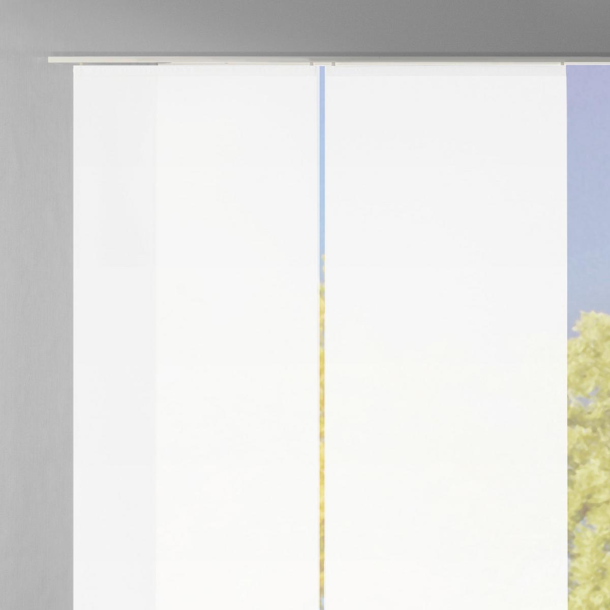 Flächenvorhang 4-tlg. Rom B: 60 Cm, Weiß Halbtransparent - Weiß, MODERN, Textil (60/245cm)