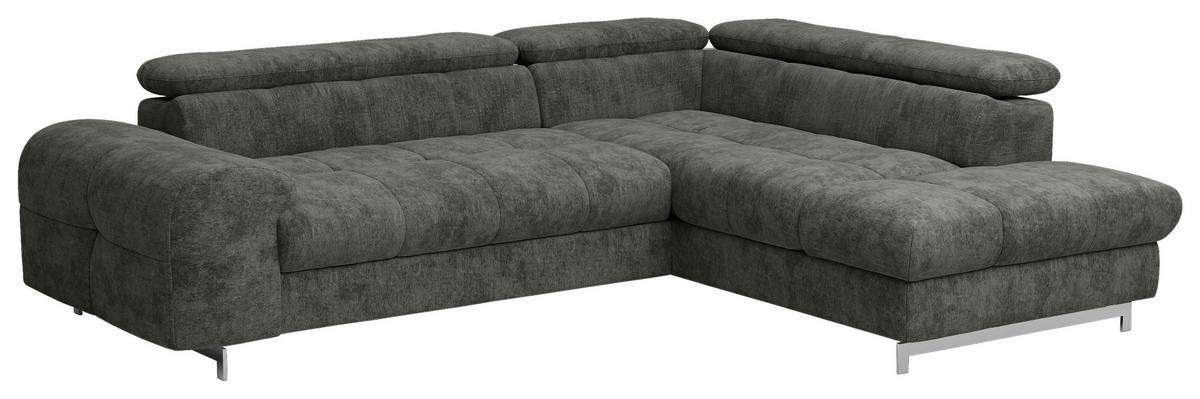 Ecksofa Mit Schlaffunktion Cloud + Anthrazit - Chromfarben/Anthrazit, KONVENTIONELL, Textil (257/206cm) - Livetastic
