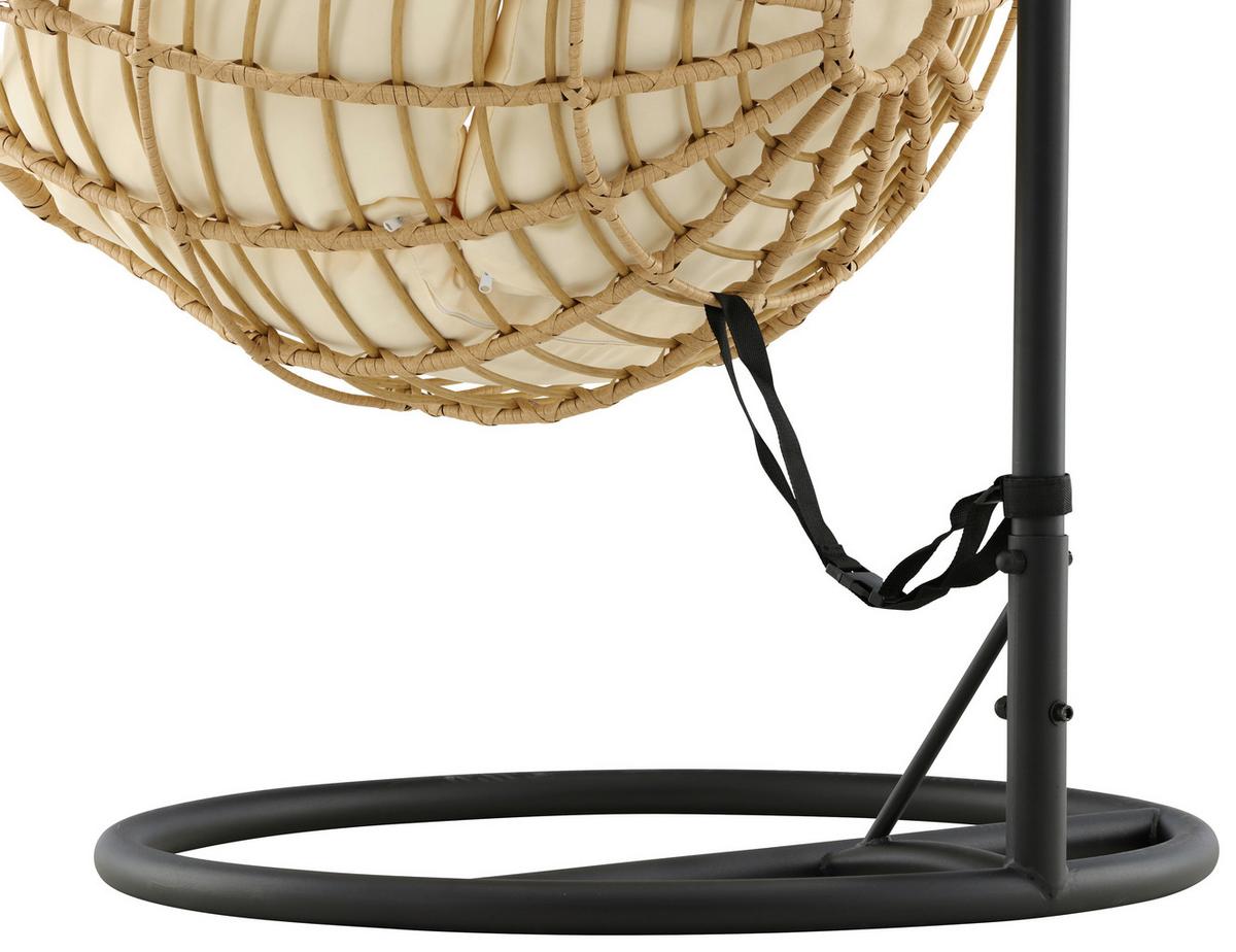 Hängesessel Mit Gestell Viga Mit Sitz- Und Rückenkissen - KONVENTIONELL, Holz (105/186/160cm) - Gardenson