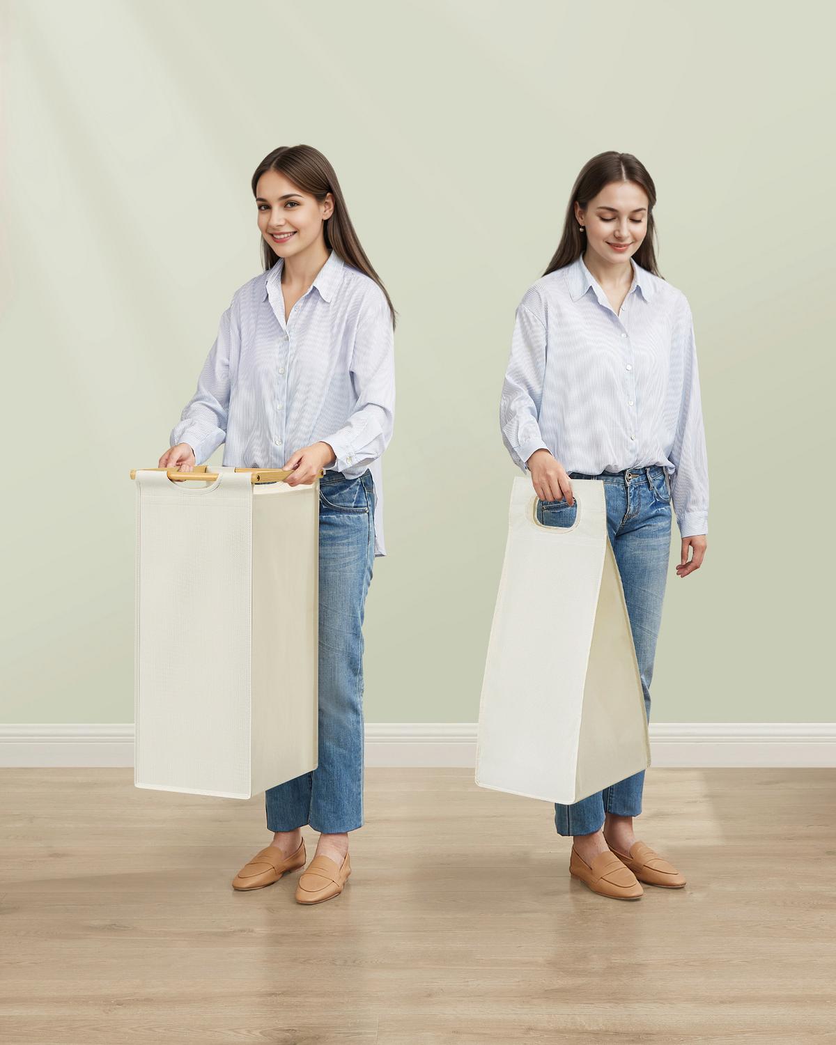 Wäschekorb Ecru B: 94cm - Ecru, Basics, Naturmaterialien/Textil (94/78/33cm)