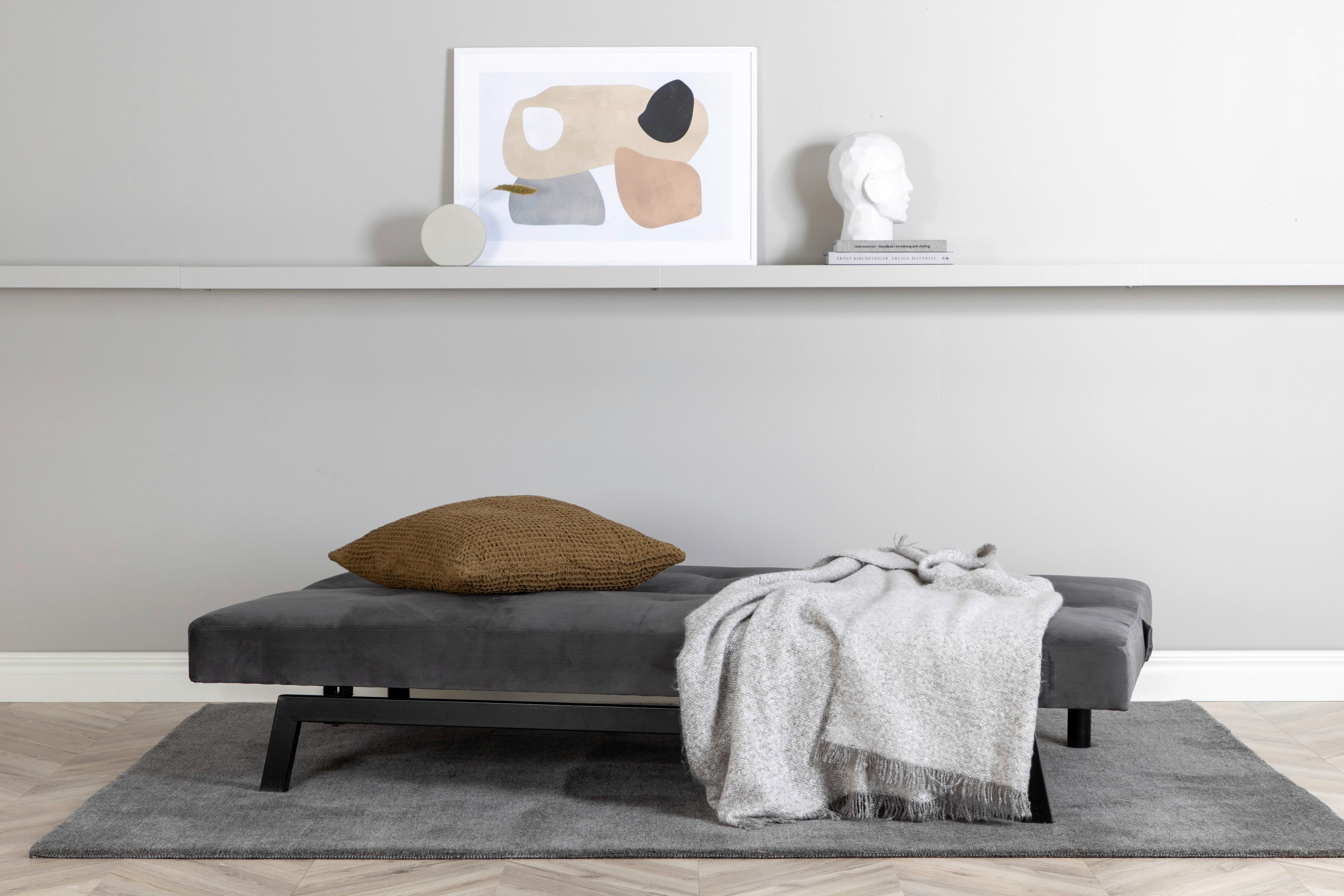 Schlafsofa Bodil - Dunkelgrau, Design, Textil/Metall (180/80/55cm) - Livetastic