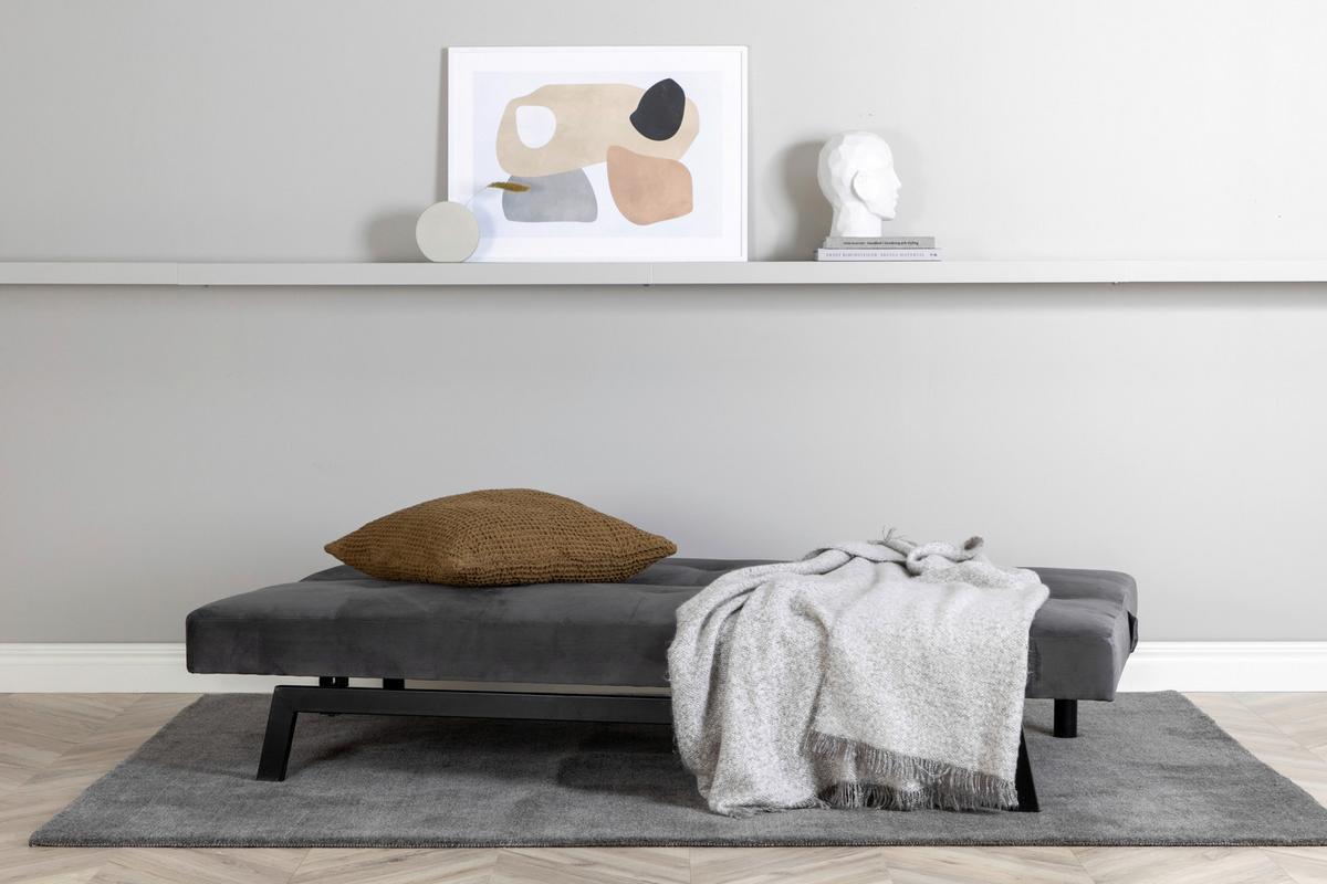 Schlafsofa Bodil - Dunkelgrau, Design, Textil/Metall (180/80/55cm) - Livetastic