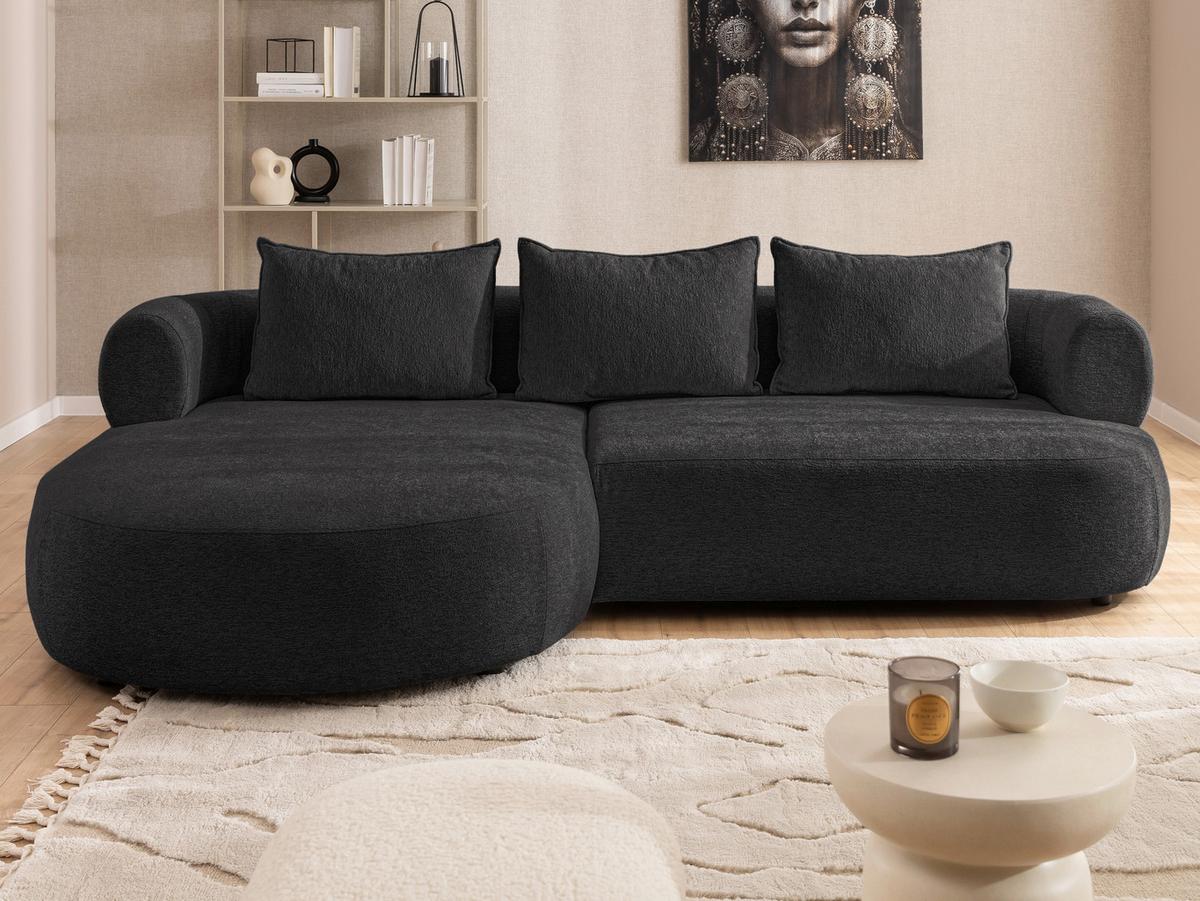 Ecksofa Ferro Schwarz S: 156x256 cm - Schwarz, Design, Textil (156/256cm) - Livetastic