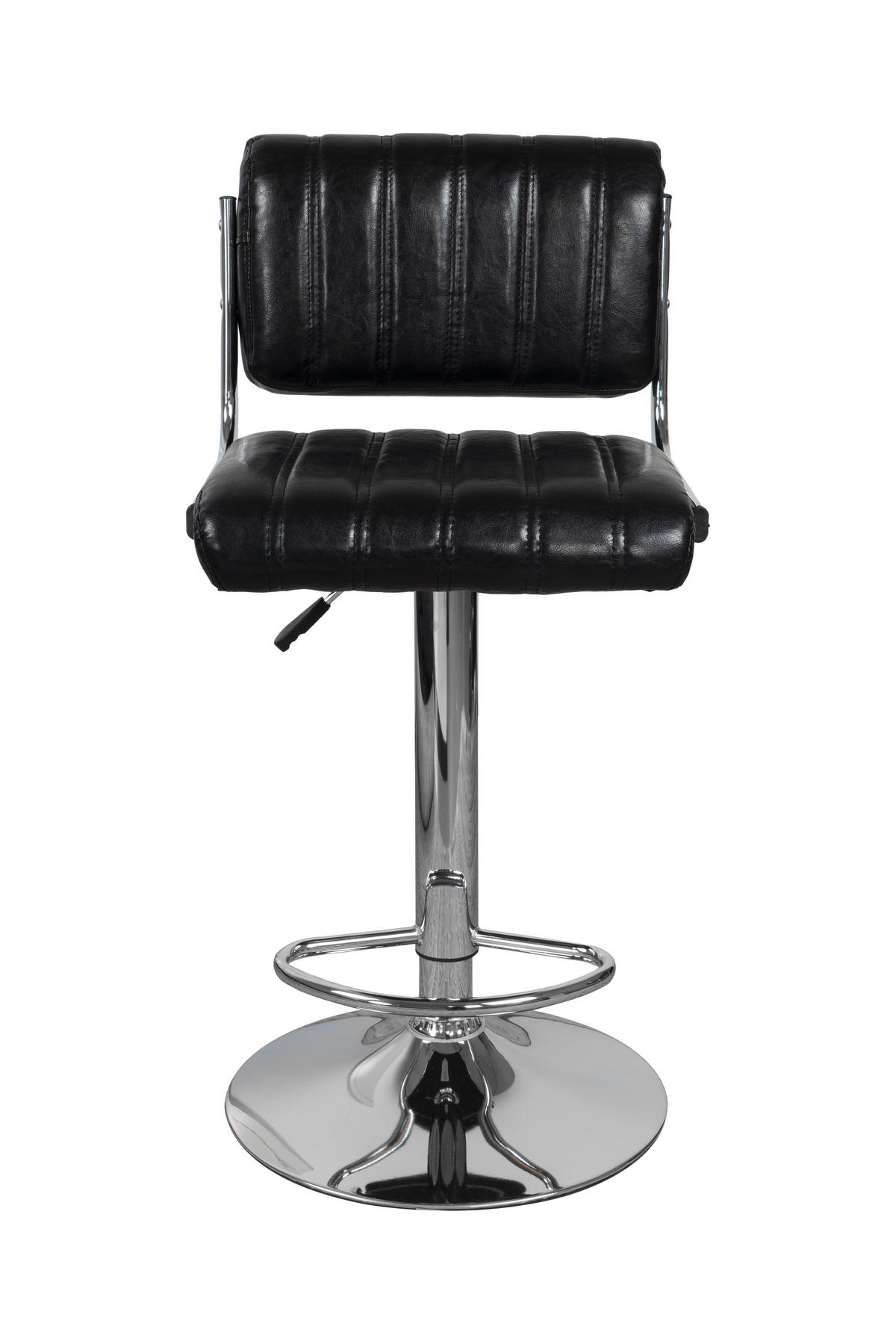 Barhocker mit Lehne 2er-Set Midnight Lederlook Schwarz - Schwarz, MODERN, Metall (51,5/109/43cm) - Kayoom