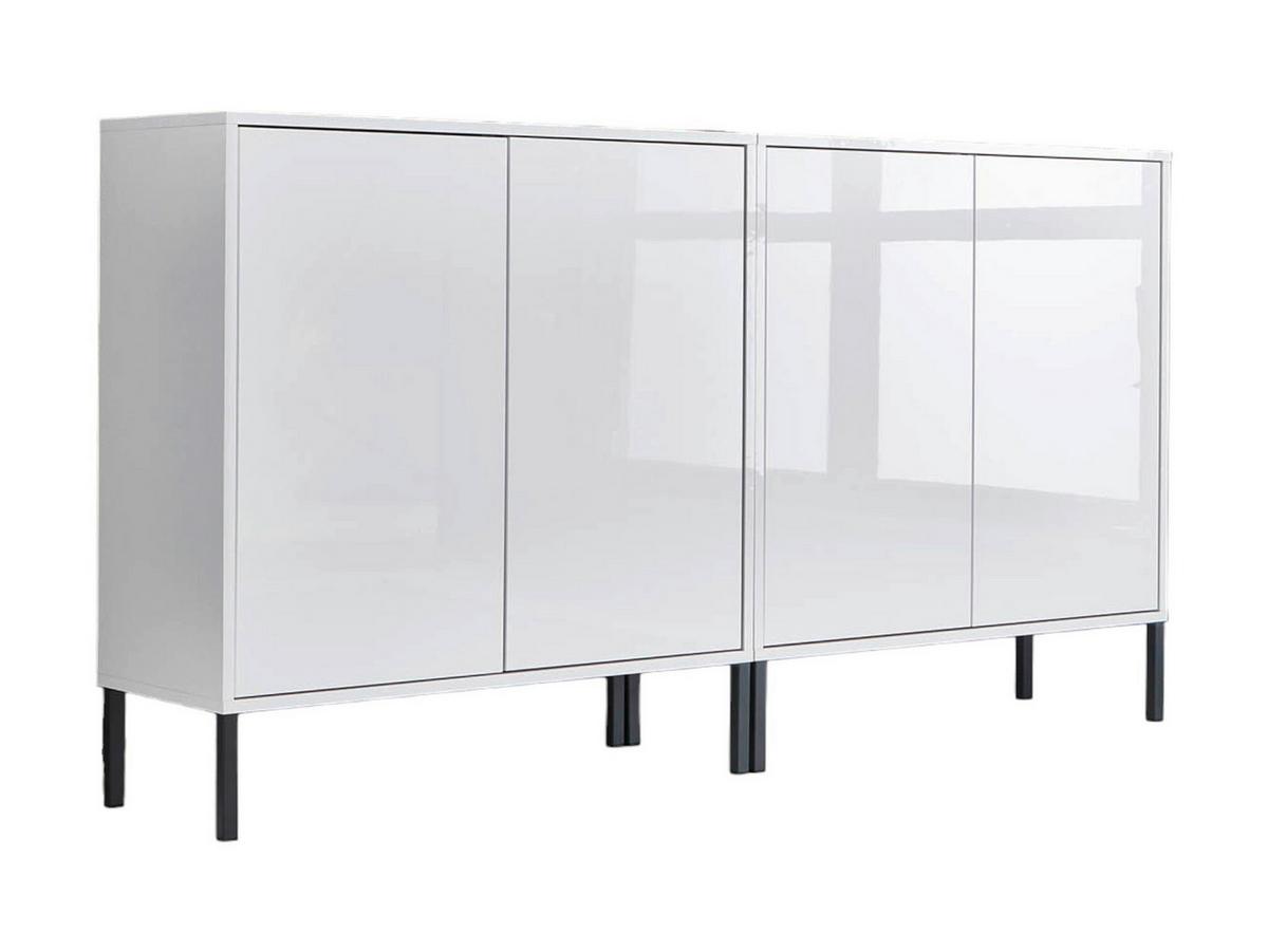 Sideboard Mailand 2 B: 158 Cm Weiß - Weiß Hochglanz/Anthrazit, MODERN, Holzwerkstoff (158/86/33cm) - MID.YOU