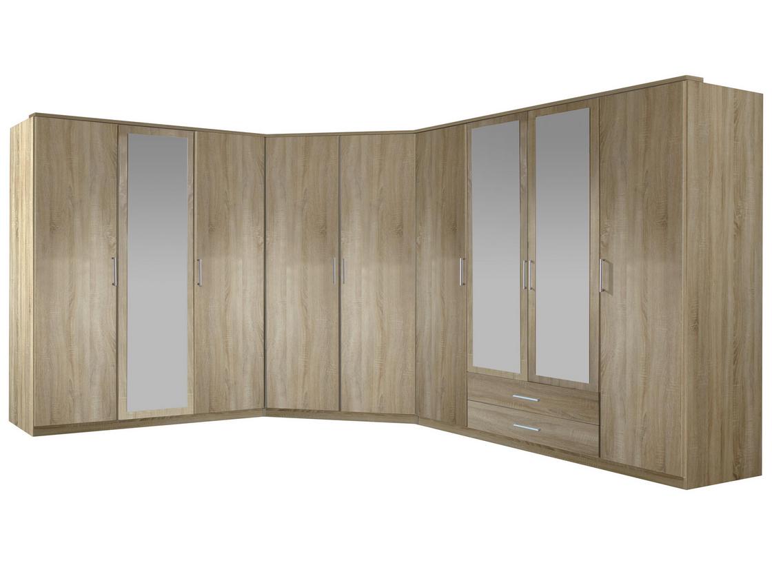 Eichefarbener Eckschrank mit 8 Einlegeböden