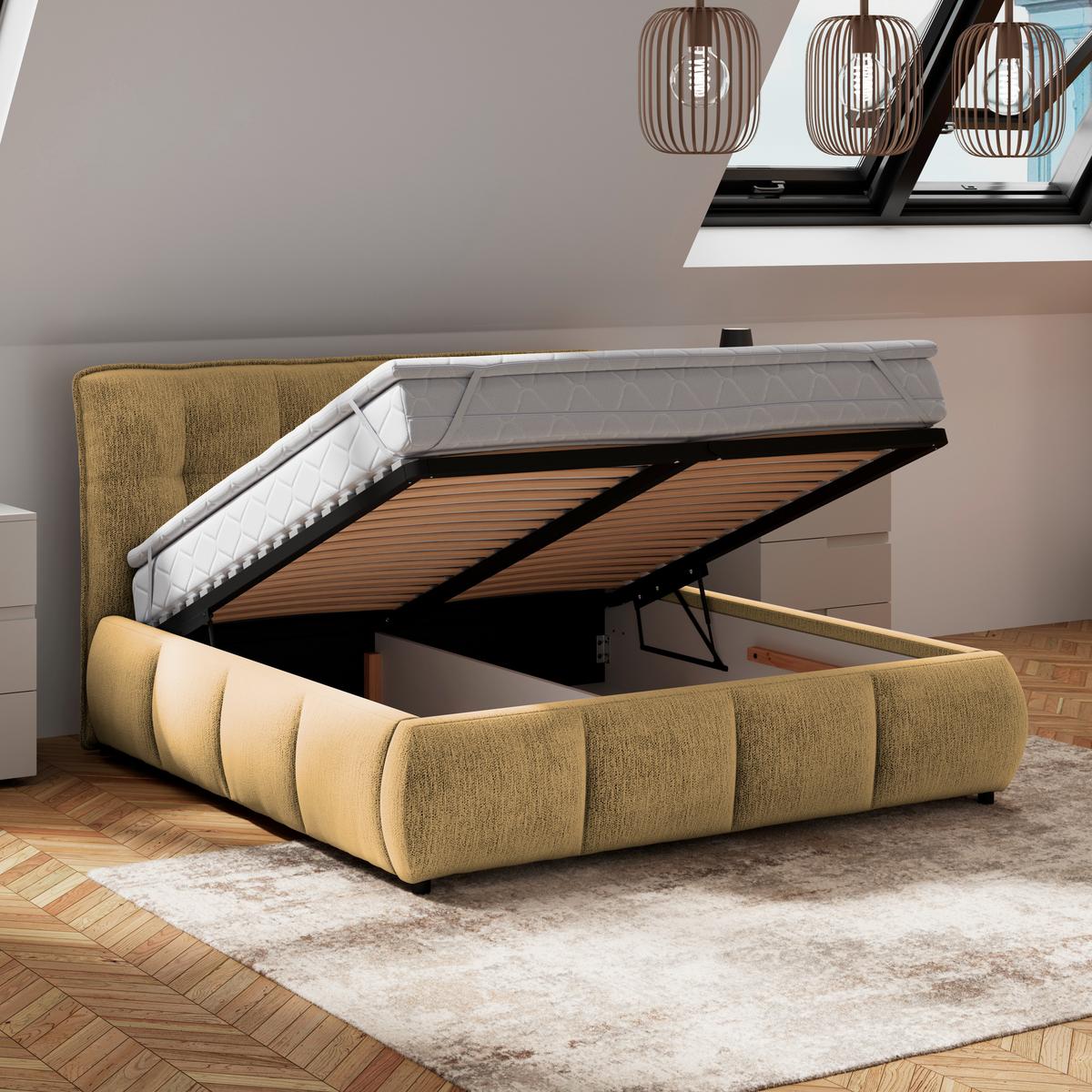 Polsterbett Limo Goldfarben 140x200 Cm - Goldfarben/Schwarz, KONVENTIONELL, Holz/Holzwerkstoff (140/200cm) - James Wood