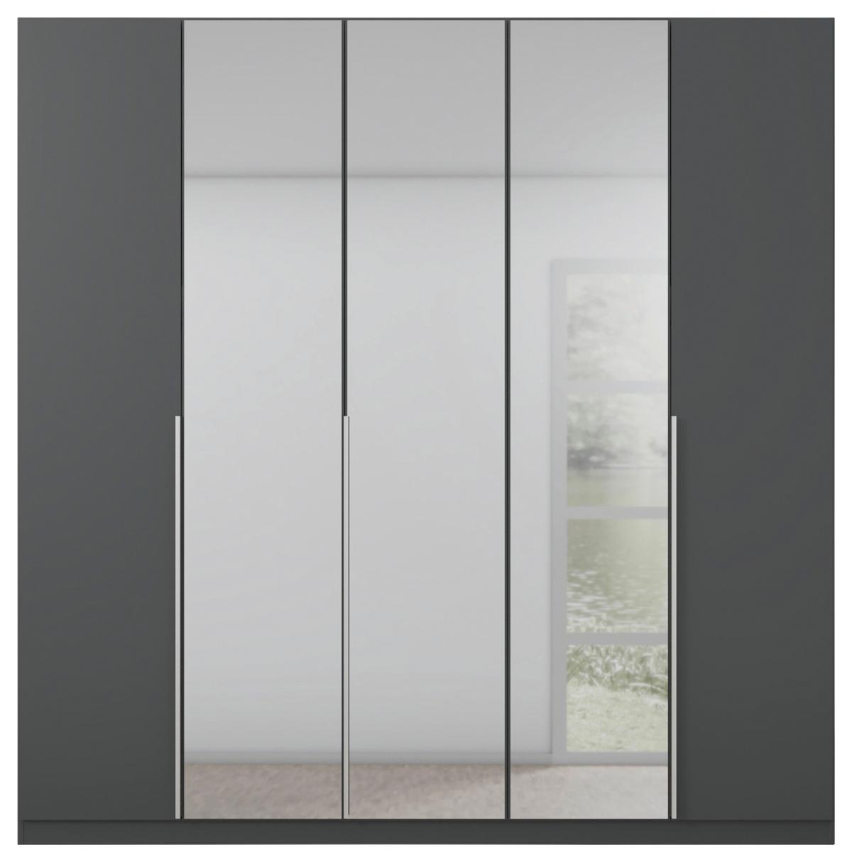 Drehtürenschrank Mit Spiegel B: 226 Cm Alabama, Grau - Silberfarben/Grau, MODERN, Holzwerkstoff (226/229/54cm) - Rauch Möbel