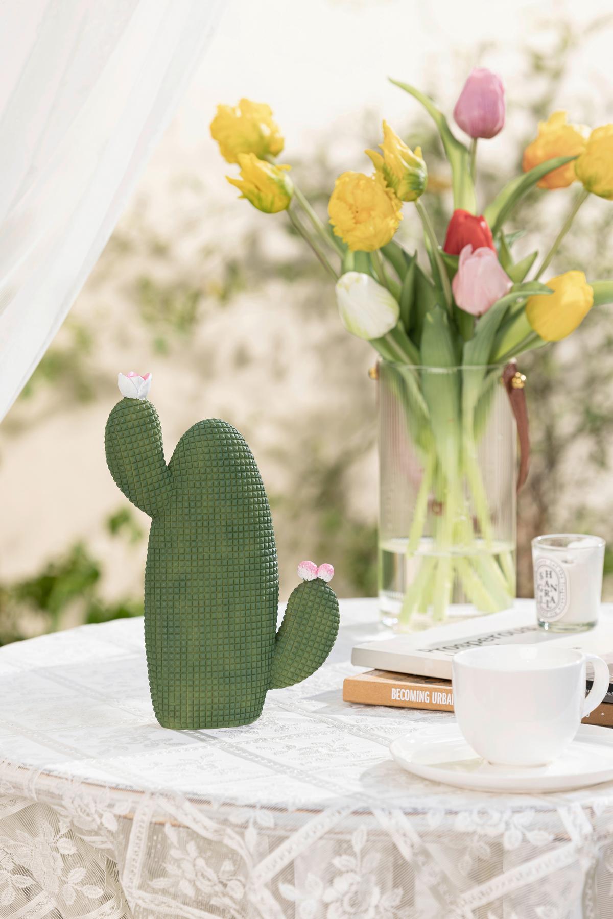 Dekokaktus Karl - Pink/Weiß, KONVENTIONELL, Kunststoff (16/4,3/23,6cm) - Luca Bessoni