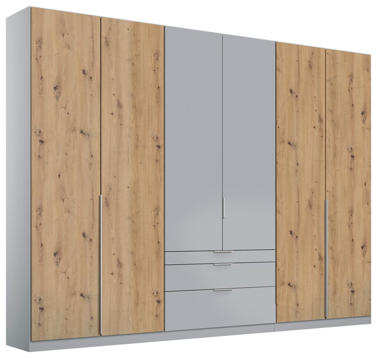 Drehtürenschrank mit Schubladen 271 cm Alabama Extra Hellgrau - Hellgrau/Eiche Artisan, MODERN, Holzwerkstoff (271/229/54cm)