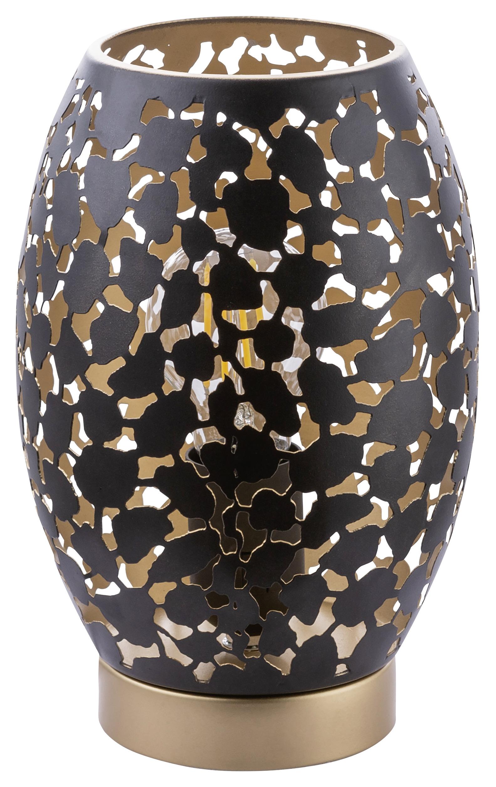 Tischlampe Narri Schwarz/gold Klein Und Kompakt Mit Schalter - Goldfarben/Schwarz, Basics, Metall (15/23cm) - Globo