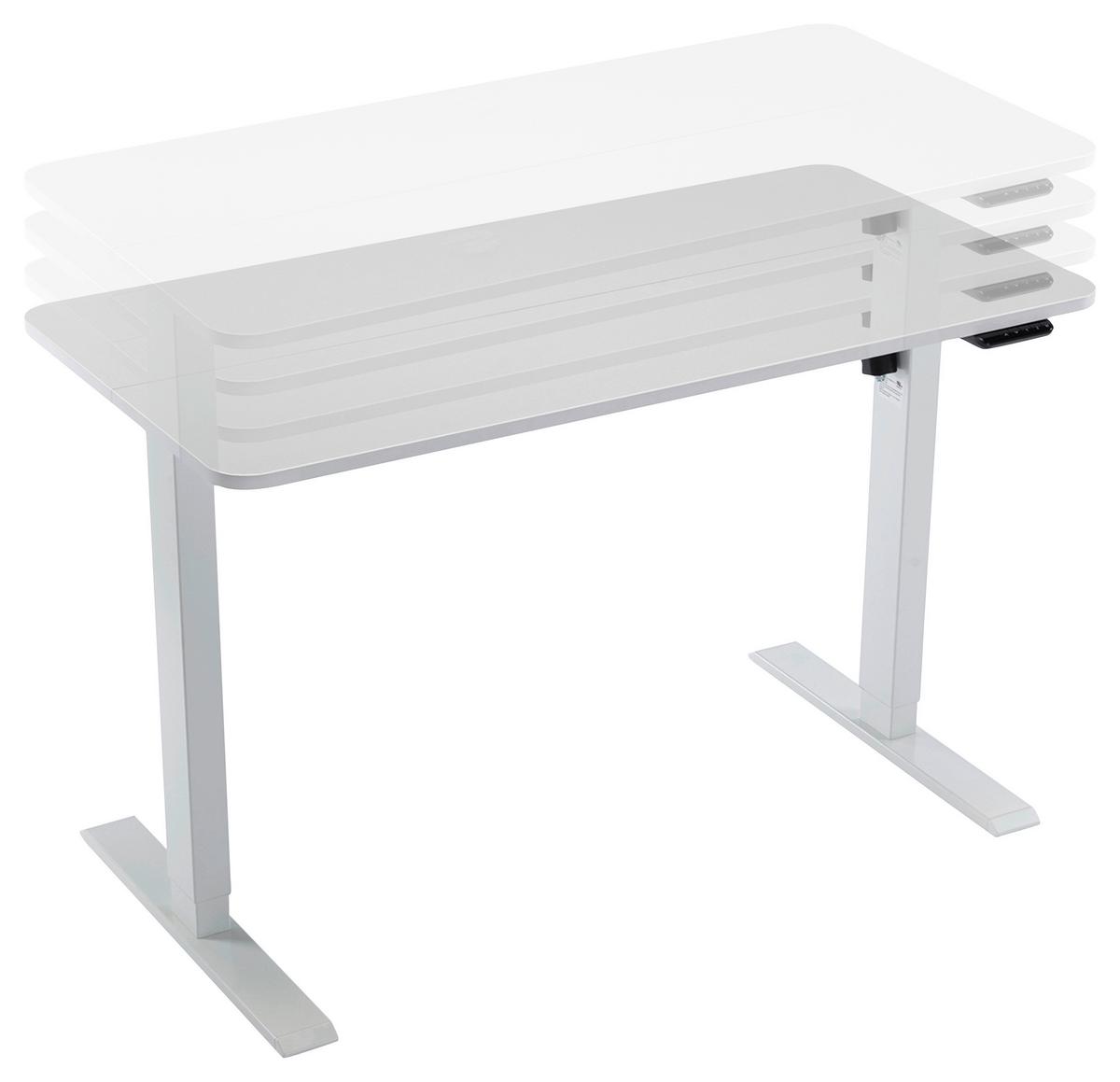 Schreibtisch höhenverstellbar B: 120 cm Emil, Weiß - Weiß, MODERN, Holzwerkstoff/Kunststoff (120/71-119/60cm)