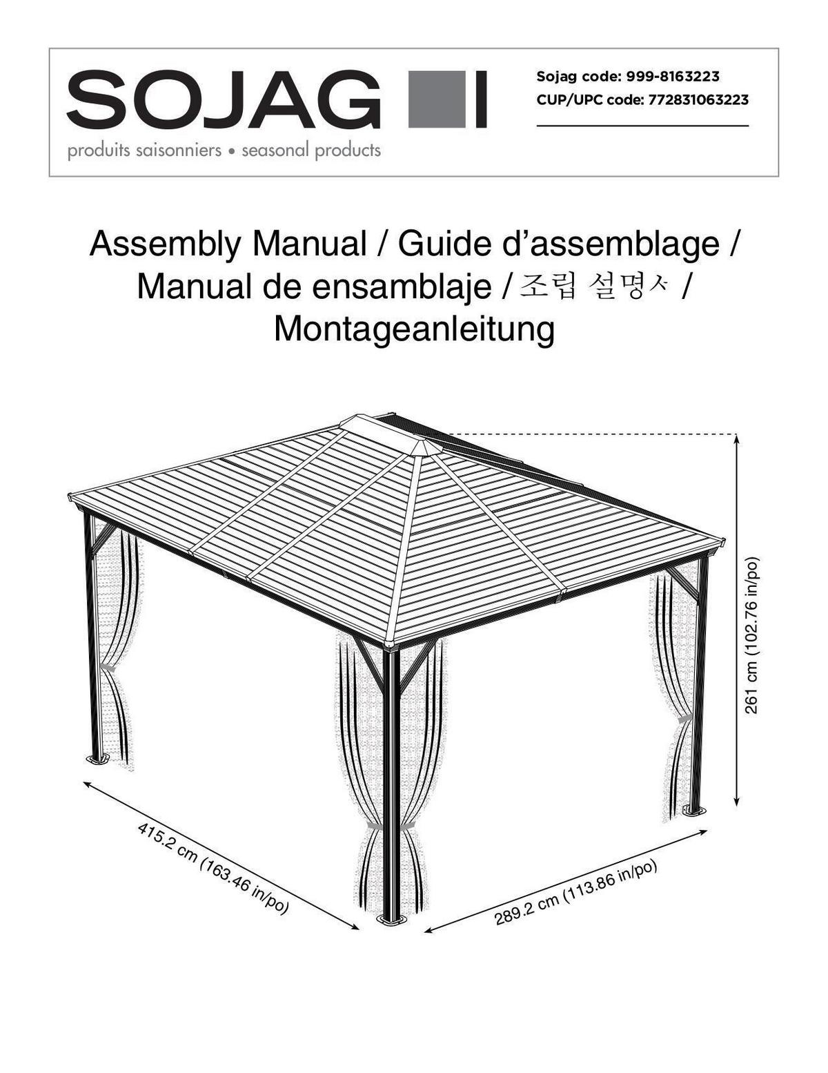 Pavillon Ventura 296x261x423cm Wetterfest - Anthrazit, Basics, Metall (296/261/423cm)