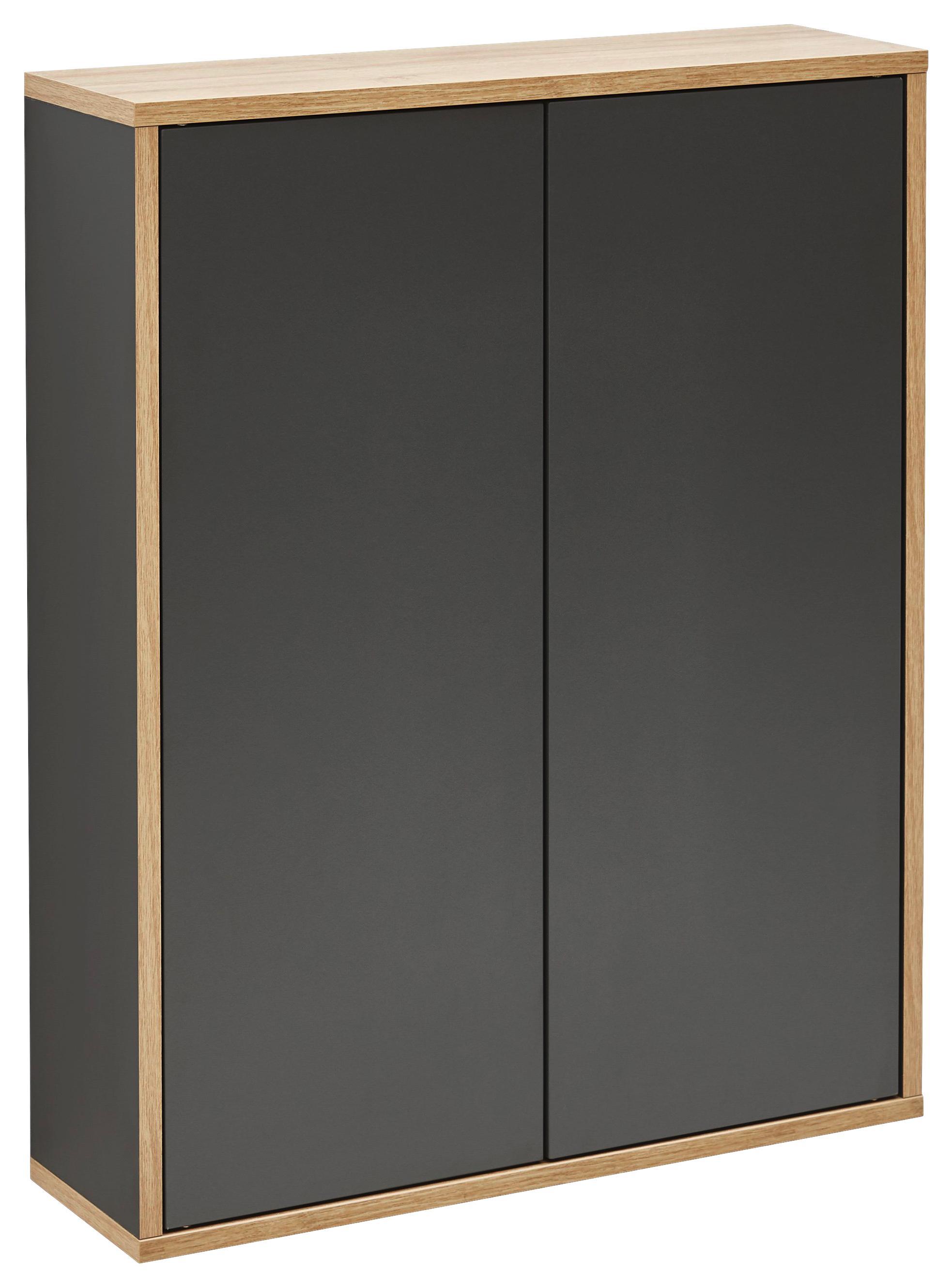 Hängeschrank Finn B:60cm Anthrazit/dekor - Anthrazit, MODERN, Glas/Holzwerkstoff (60/75/18,5cm) - Fackelmann