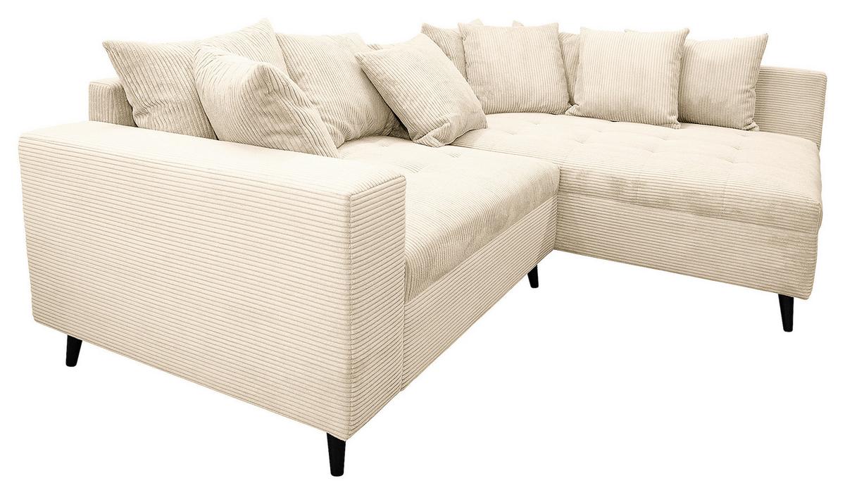 Ecksofa Pruno, Creme S: 247x174 Cm - Creme/Schwarz, Design, Textil (247/174cm) - MID.YOU