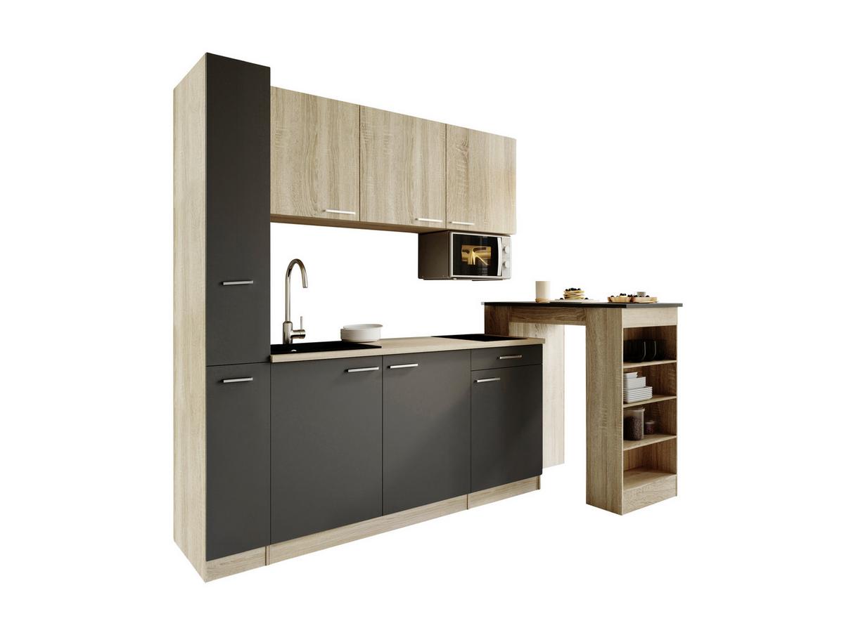 KÜCHENBLOCK Ingrid, Grau B: 180 cm - Eichefarben/Grau, Design, Holzwerkstoff (180cm) - Respekta