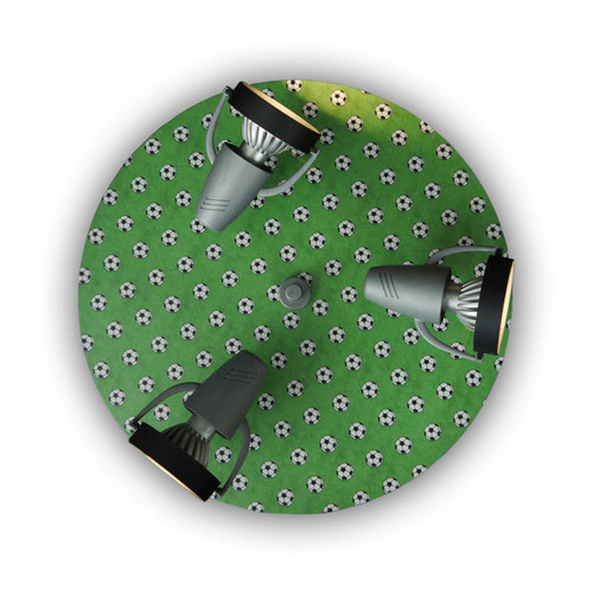 Deckenleuchte Fussball 3xgu10 Kinderzimmer Spots verstellbar - Schwarz/Grün, Trend, Holzwerkstoff/Kunststoff (35/15cm) - Niermann