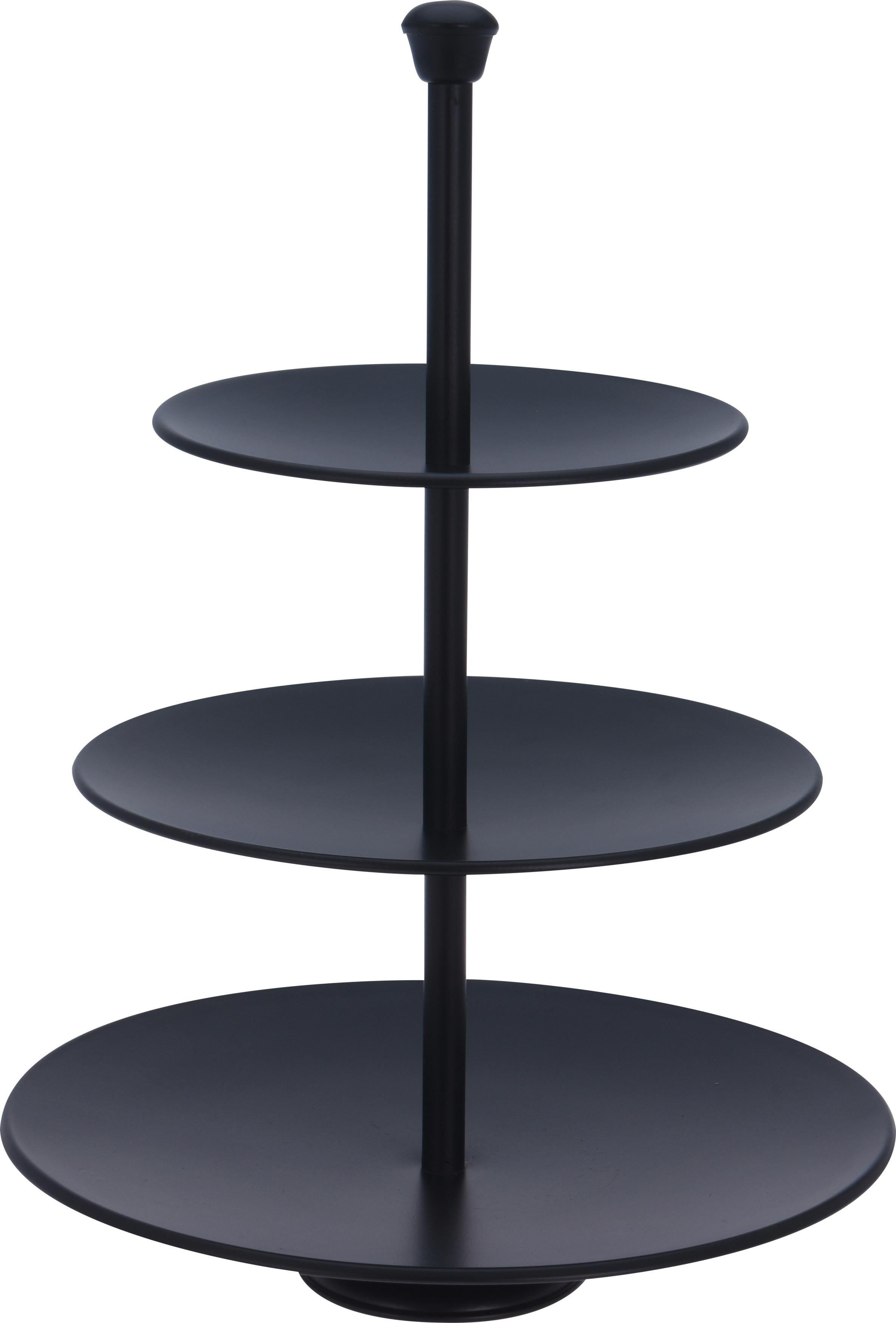 Etagere Rund Edelstahl H: 36,5 Cm Schwarz - Schwarz, Basics, Metall (36,5cm)
