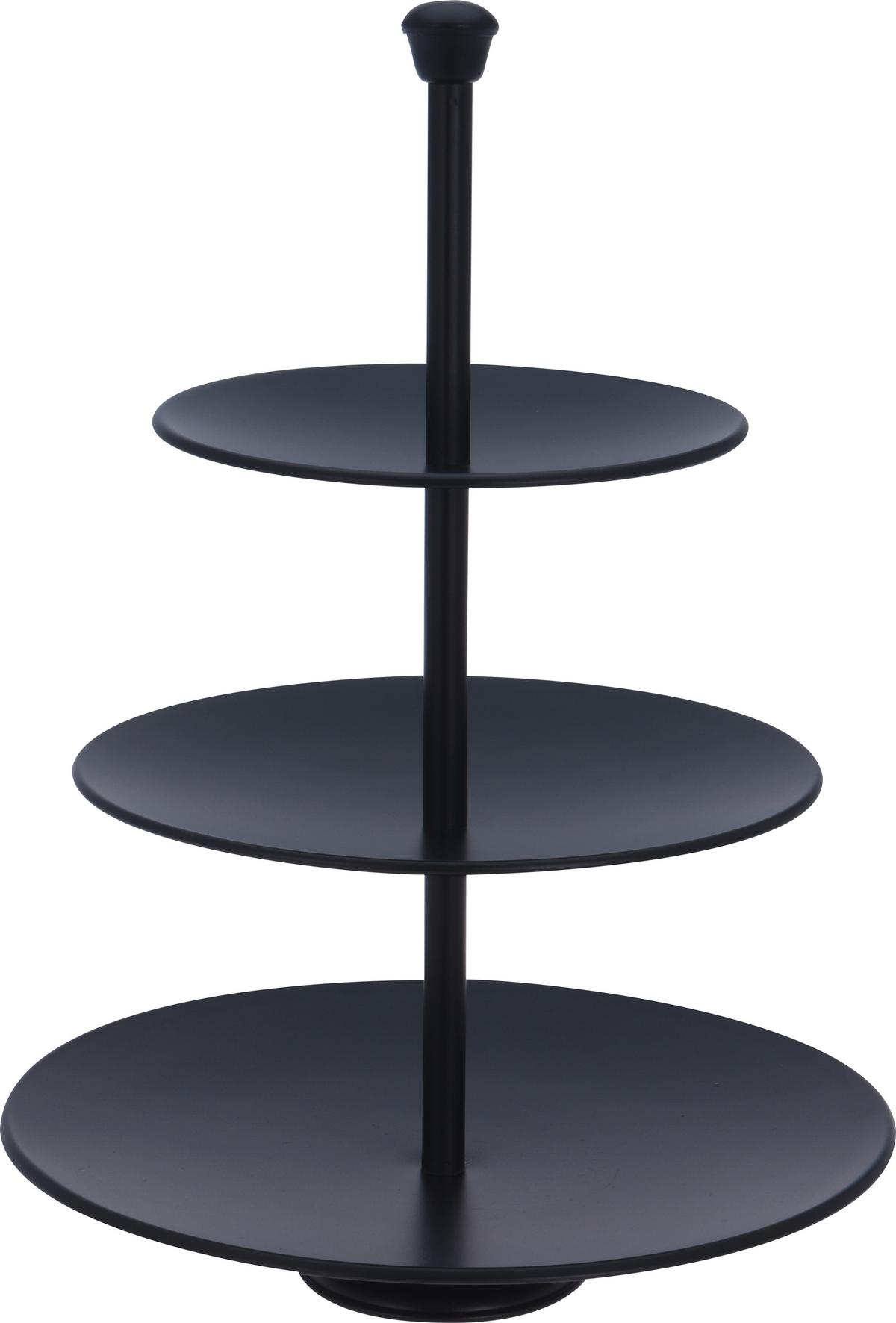 Etagere Rund Edelstahl H: 36,5 cm Schwarz - Schwarz, Basics, Metall (36,5cm)