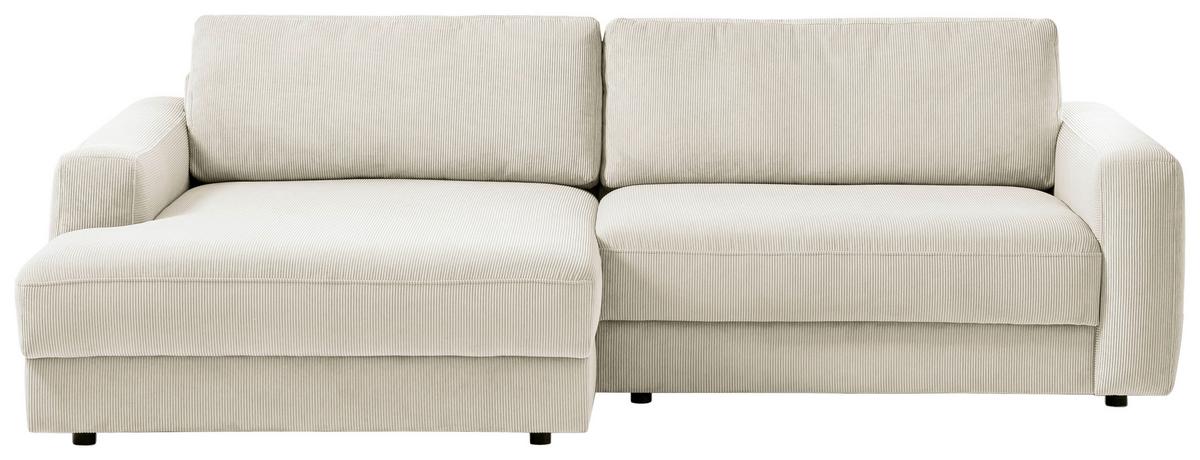 Ecksofa Bourbon - Creme/Schwarz, MODERN, Textil (176/250cm) - Trendmanufaktur