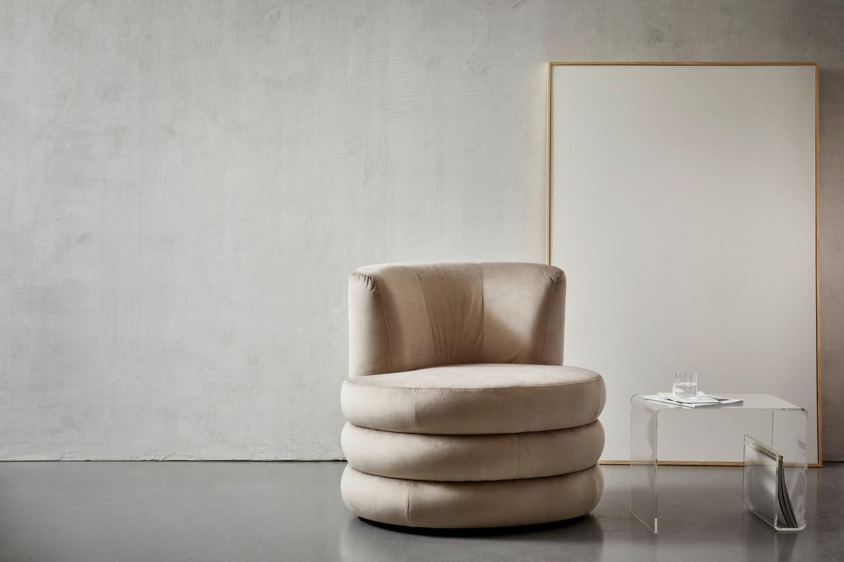 Designsessel Magari - Edelstahlfarben/Beige, Trend, Textil (90/82/85cm) - Livetastic