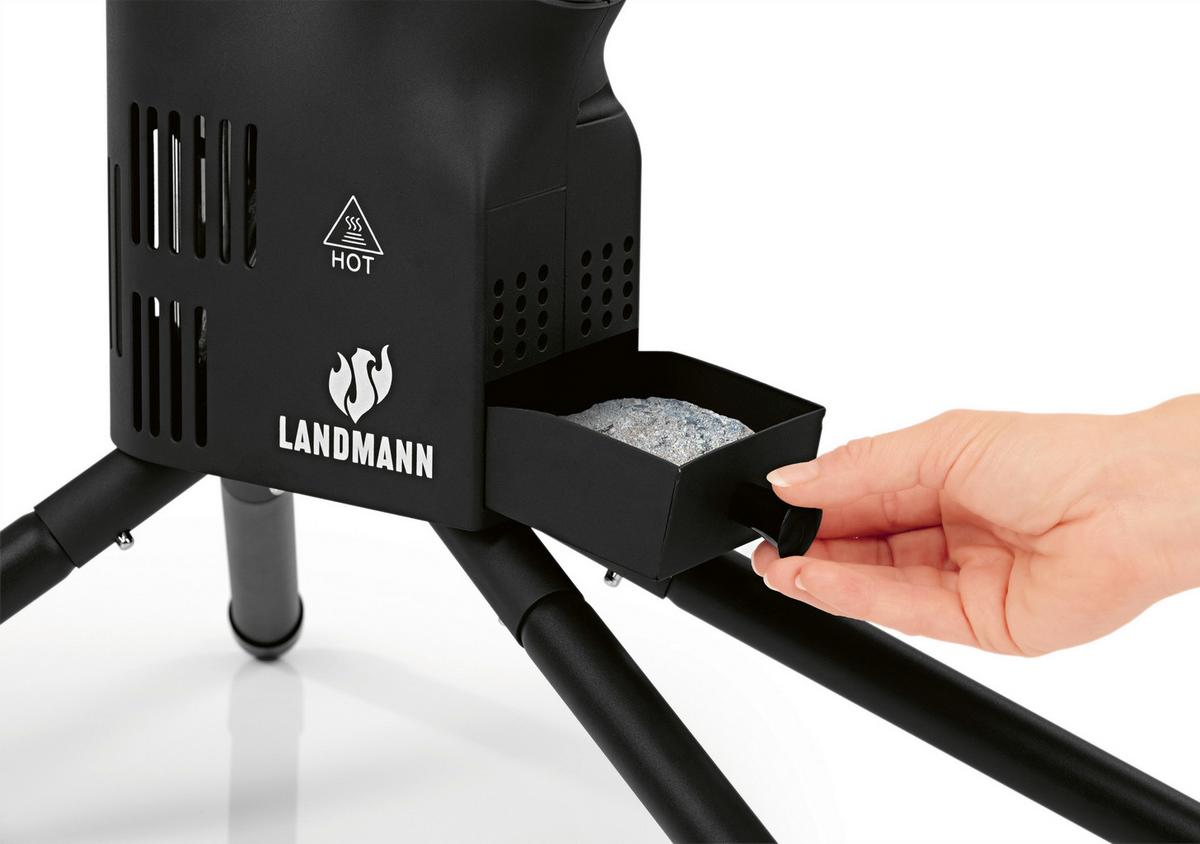 Gartenfackel Landmann Pellet-Fackel 126,5cm - Schwarz, LIFESTYLE, Glas/Metall (55/39/132cm)