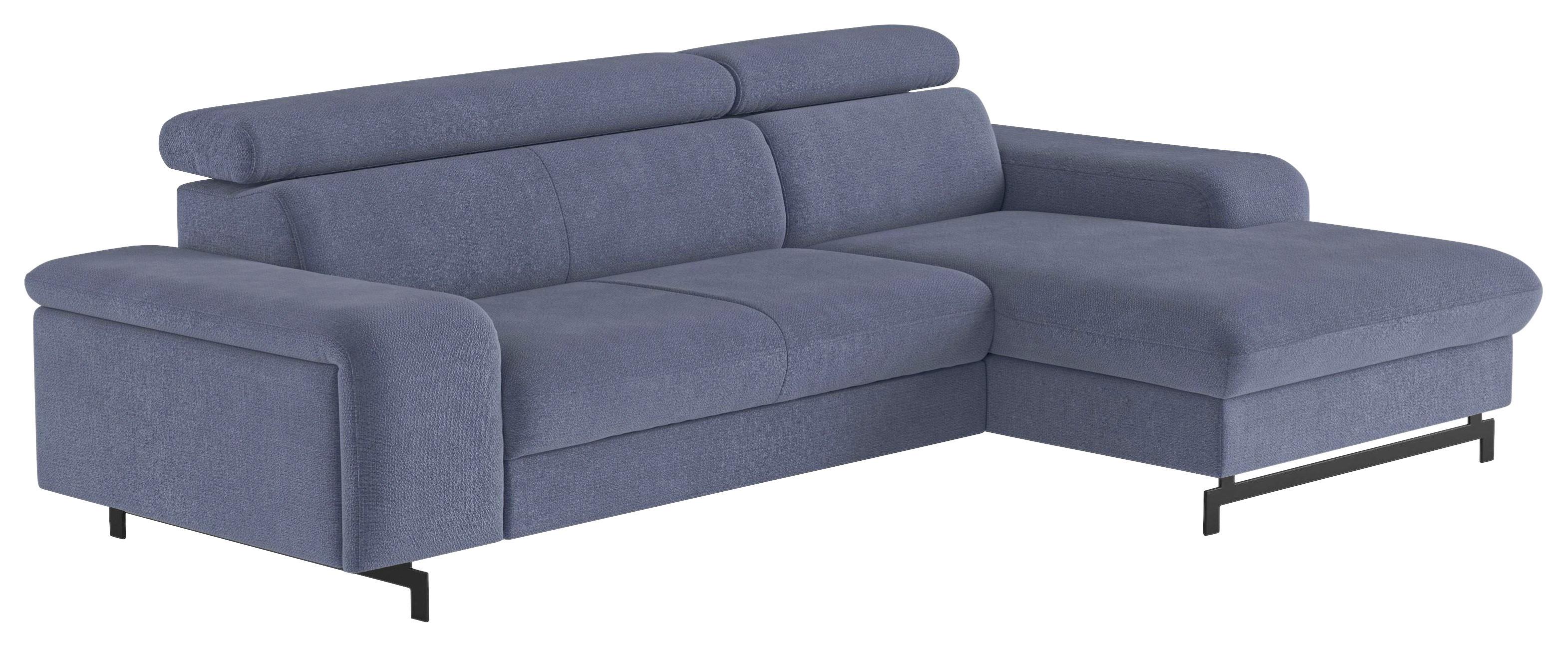 Ecksofa mit Schlaffunktion + Bettkasten Emma Blau 267x165cm - Blau/Schwarz, Textil (267/165cm) - MID.YOU