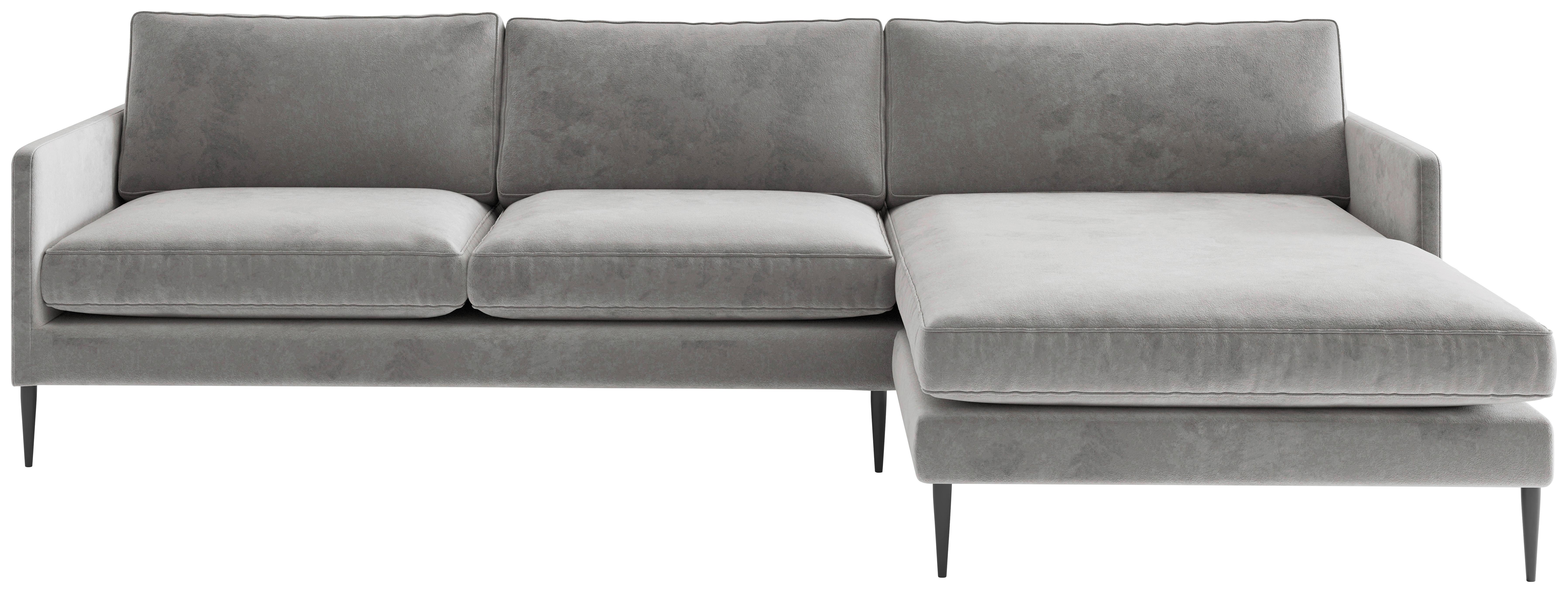 Ecksofa Justin - Hellgrau, Design, Textil (277/154cm) - Livetastic