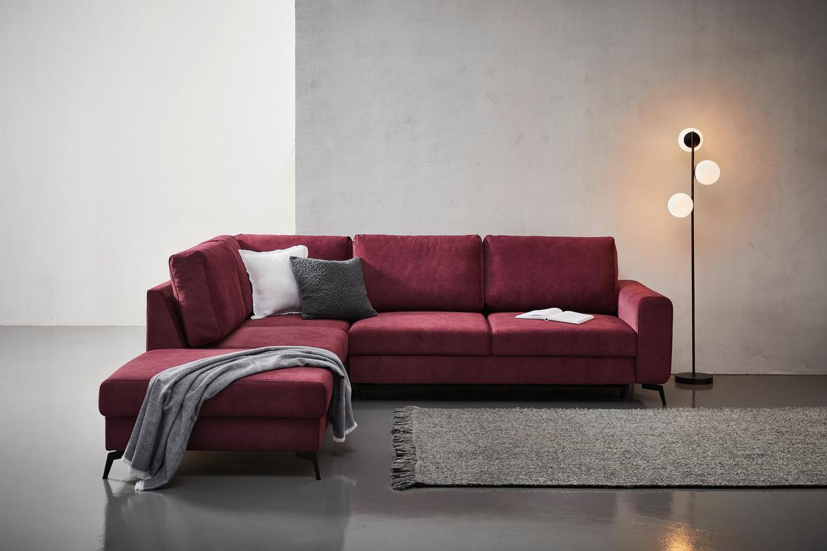 Sedacia súprava ADESSO, ľavá, bordová farba - čierna/bordová, Konventionell, kov/textil (257/275cm) - MID.YOU