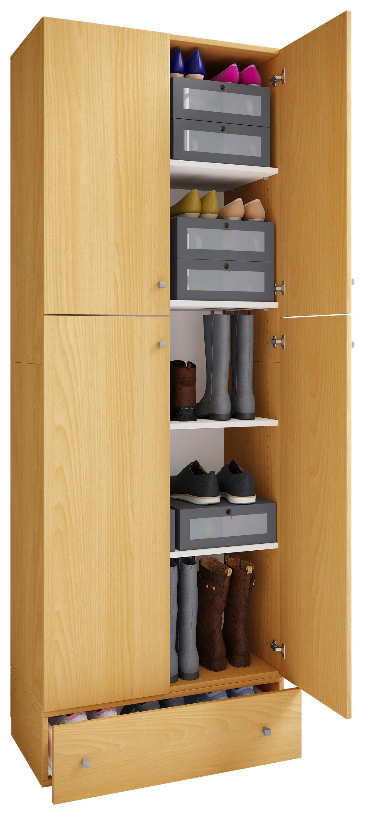 Botník Lona XXL, se zásuvkou, š. 70cm - černá/barvy buku, Konvenční, kompozitní dřevo/plast (70/200/39cm) - MID.YOU