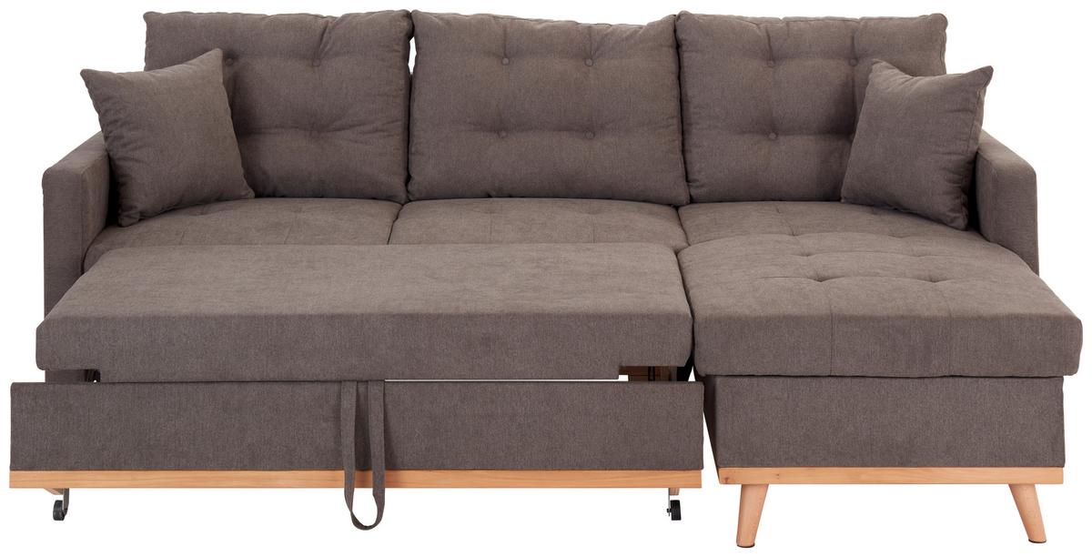 Rozkládací sedací souprava KRING šedá oboustranní montáž - šedá, Basics, textil (212/72/150cm) - MID.YOU