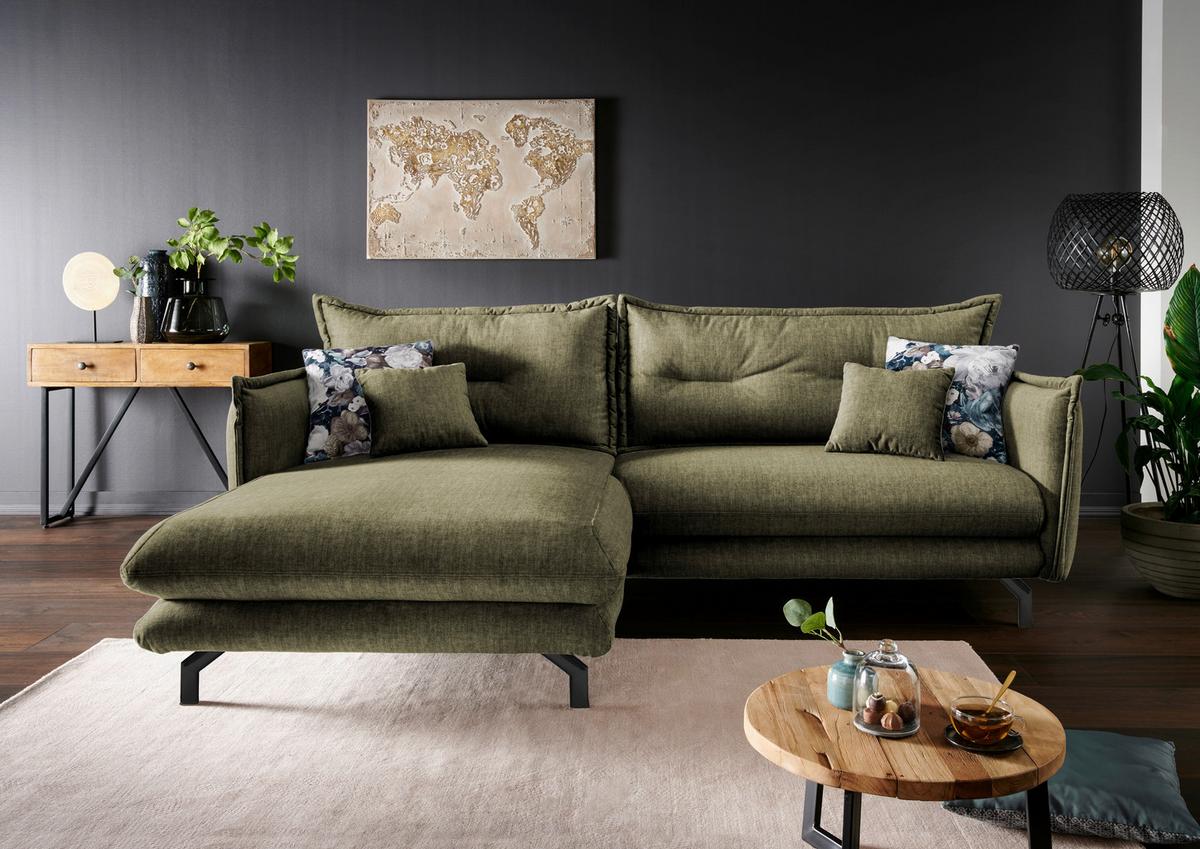 Ecksofa Lava Grün S: 180/255 cm - Türkis/Schwarz, MODERN, Textil (180/255cm) - Livetastic