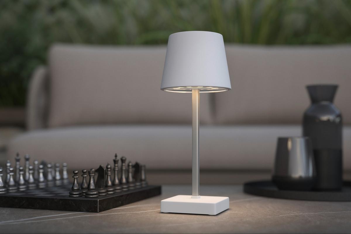 STOLNÍ LAMPA NA BATERIE GOPI - bílá/barvy stříbra, Romantický / Rustikální, kov/plast (10,5/26cm) - Modern Living