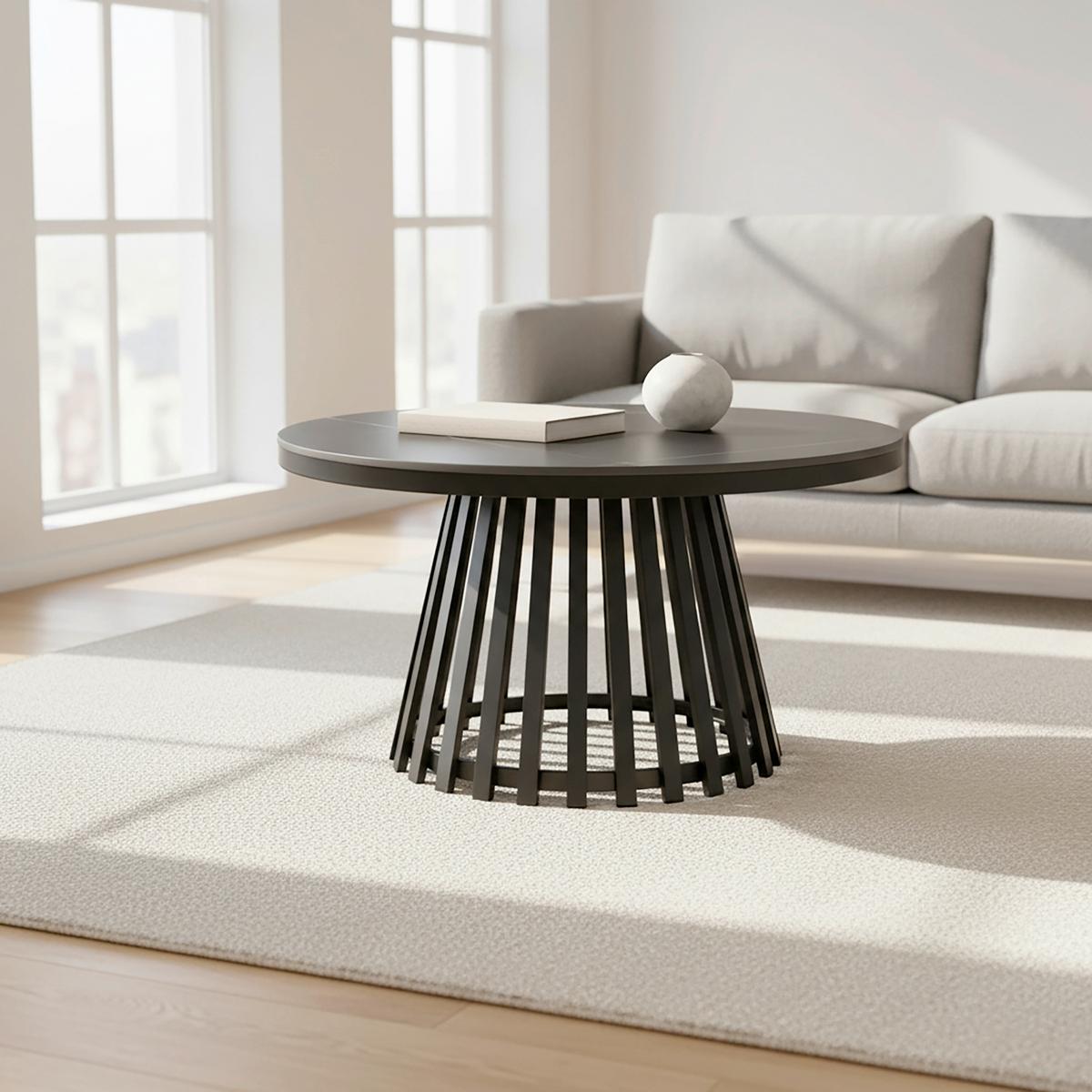 Konferenční stolek Pela, 90 cm - černá, Moderní, kov/kompozitní dřevo (90/45cm) - Bessagi Home