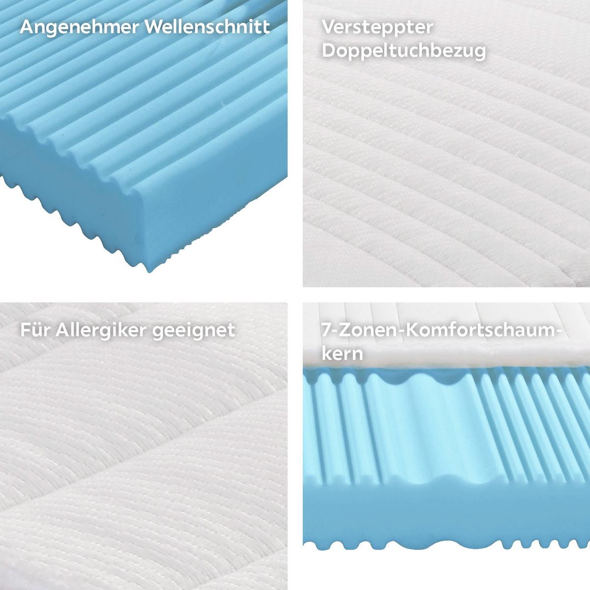 Komfortschaummatratze Flex 90x200 cm H2 H: 15 cm - Weiß, MODERN, Textil (90/200cm) - Livetastic