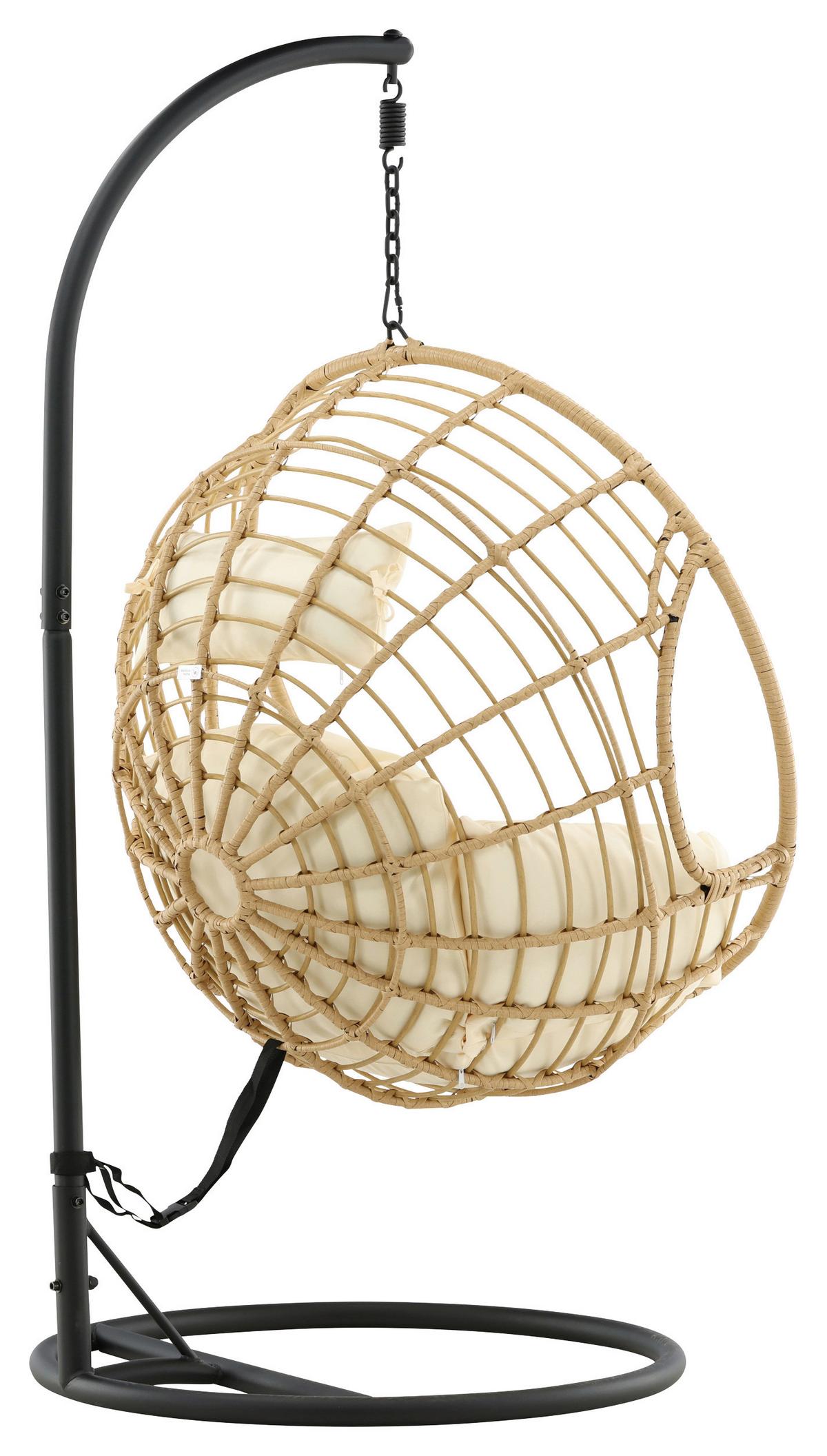 Hängesessel Mit Gestell Viga Mit Sitz- Und Rückenkissen - KONVENTIONELL, Holz (105/186/160cm) - Gardenson
