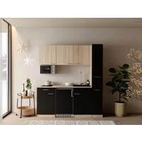 KÜCHENBLOCK Ingrid, Schwarz B: 180 cm - Eichefarben/Schwarz, Design, Holzwerkstoff (180cm) - Respekta