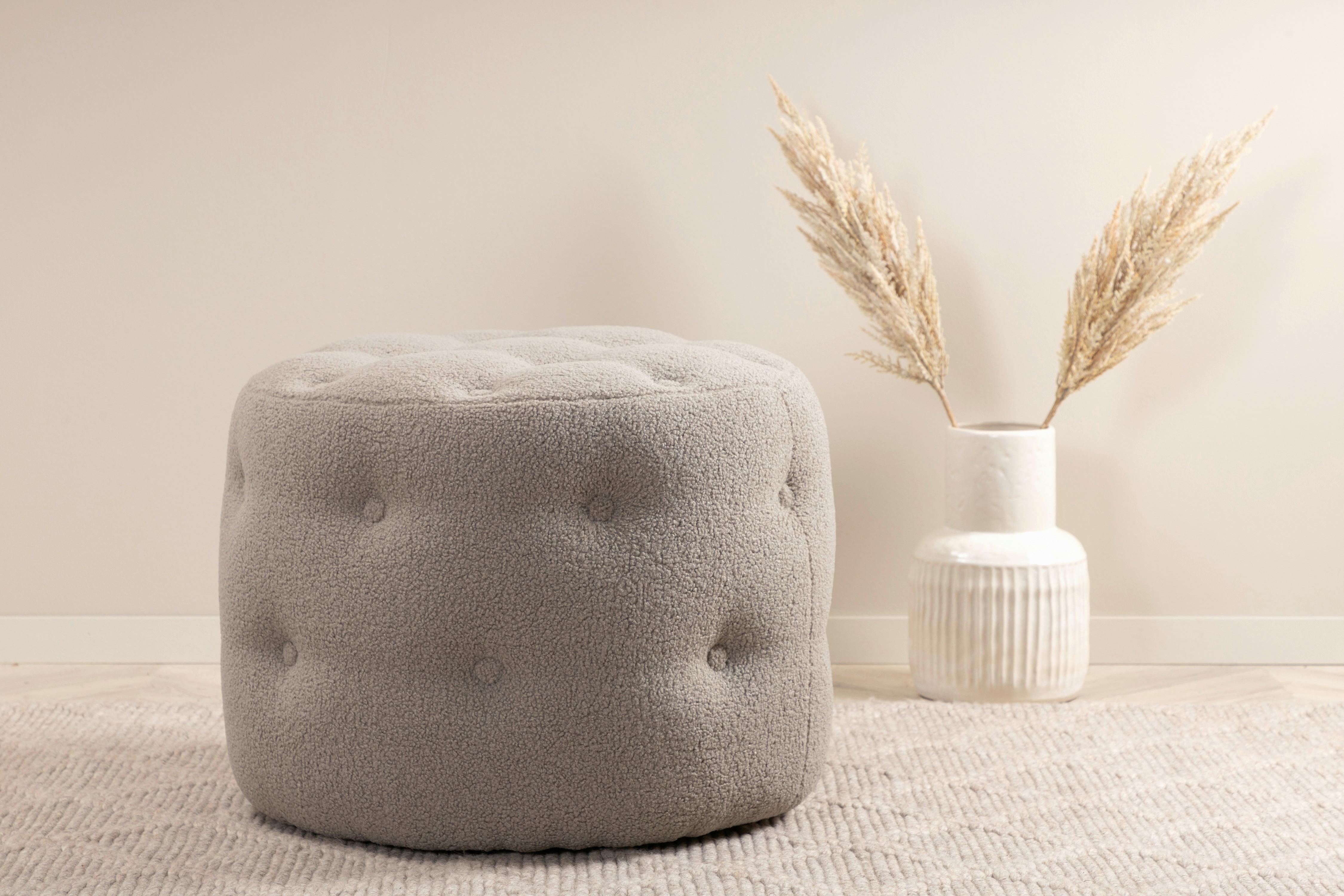 Pouf Benjamin - Greige, Design, Textil (55/44/55cm) - Livetastic