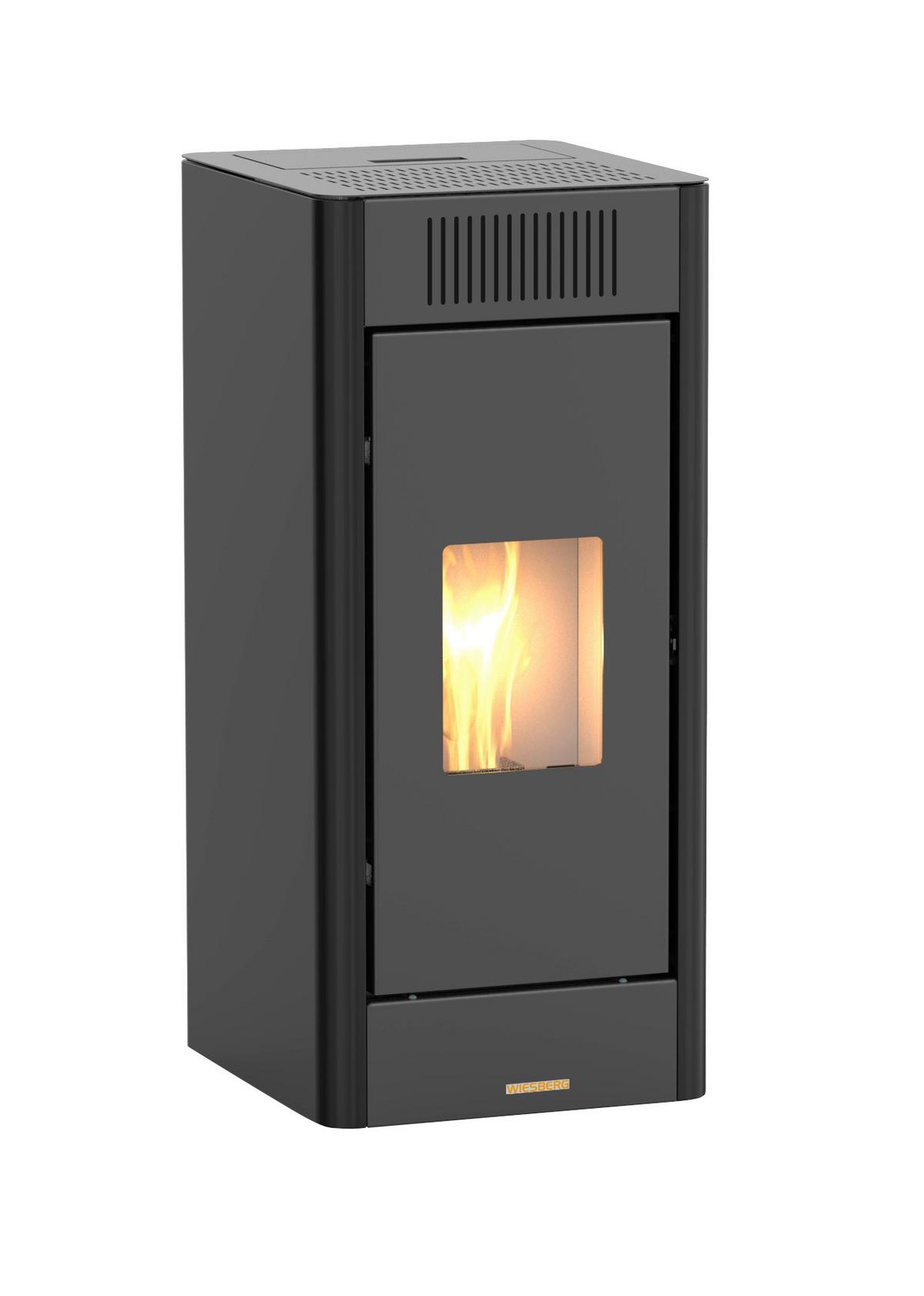 Pelletofen Ilia Schwarz Metall 10 Kw mit Wi-Fi - Schwarz, Basics, Metall (56/110/49cm)