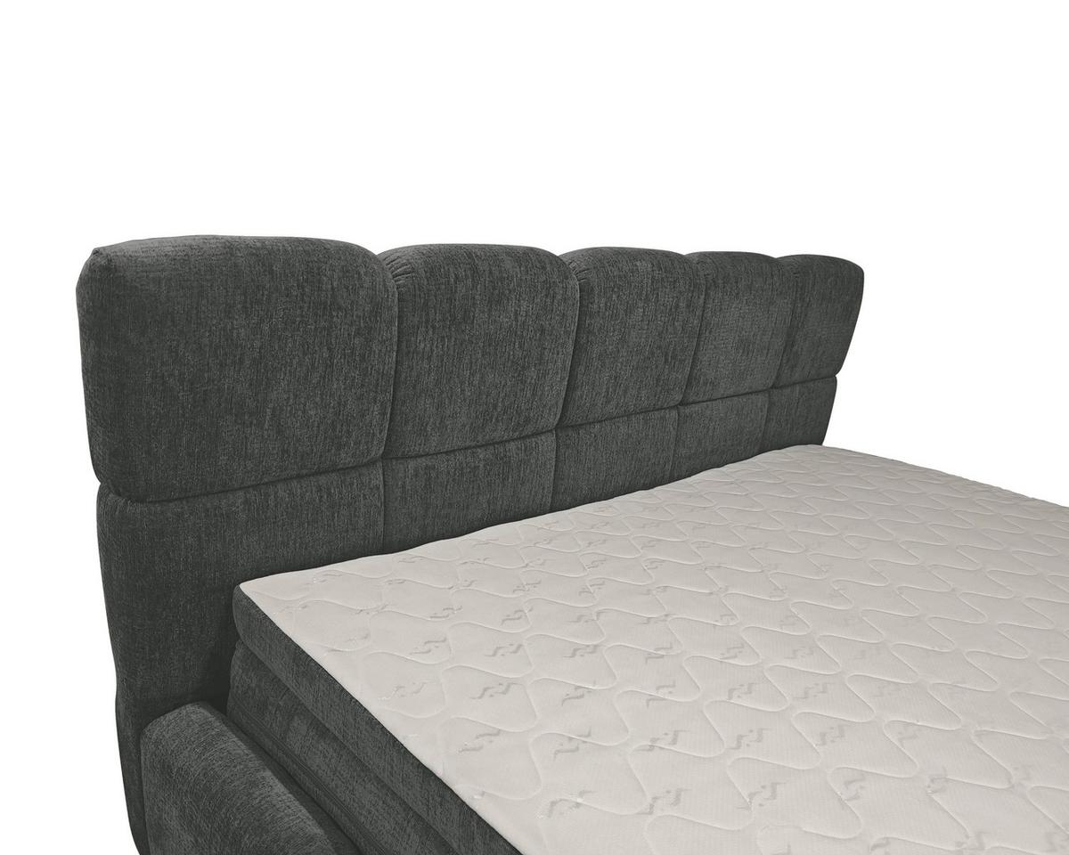 Polsterbett Noe Anthrazit, Lf: 140x200 cm - Anthrazit/Schwarz, Trend, Textil/Metall (140/200cm)