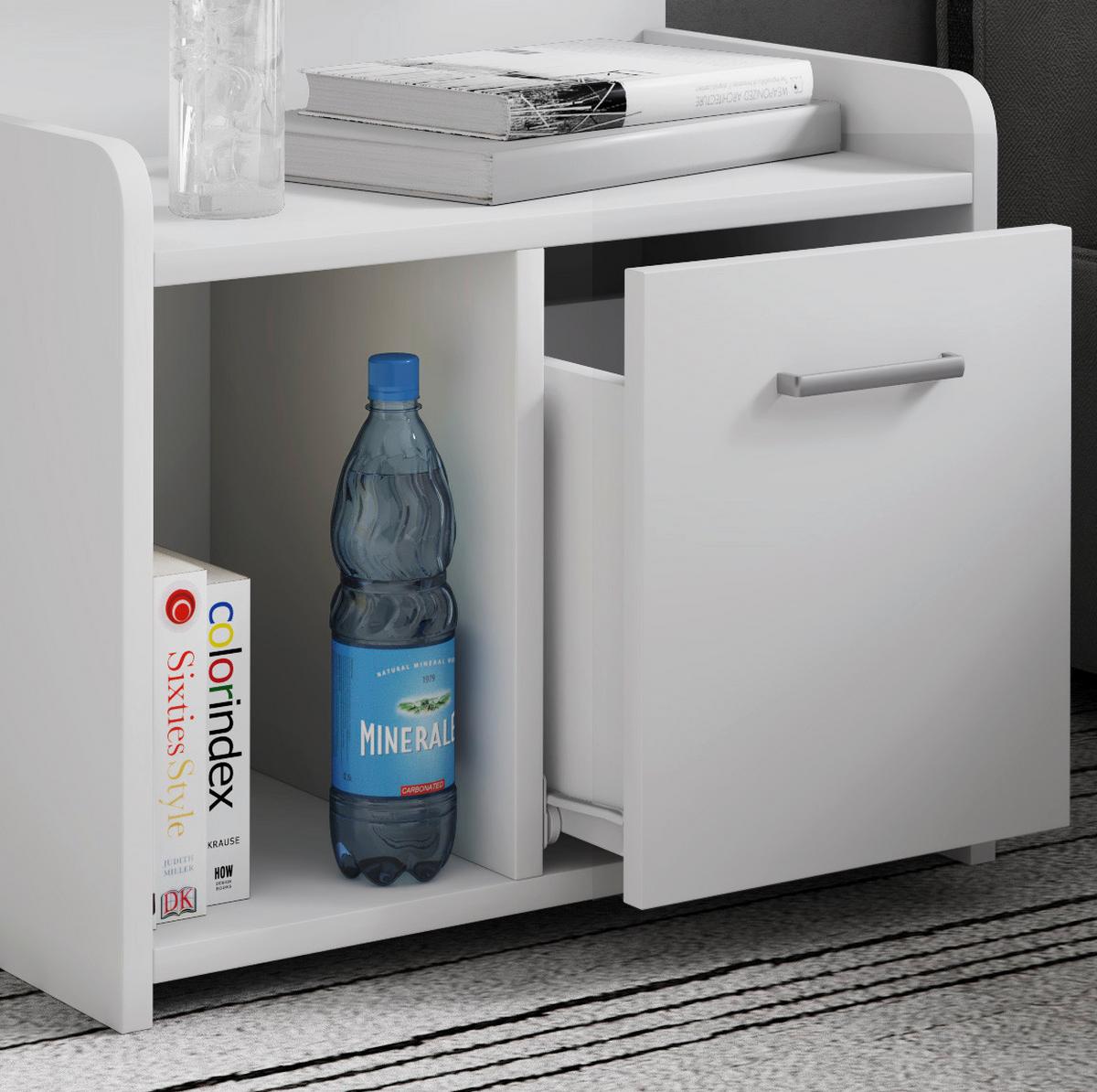 Nachtkästchen Weiß H: 60 cm Nilasa - Weiß, Basics, Holzwerkstoff (47/60/29cm) - MID.YOU