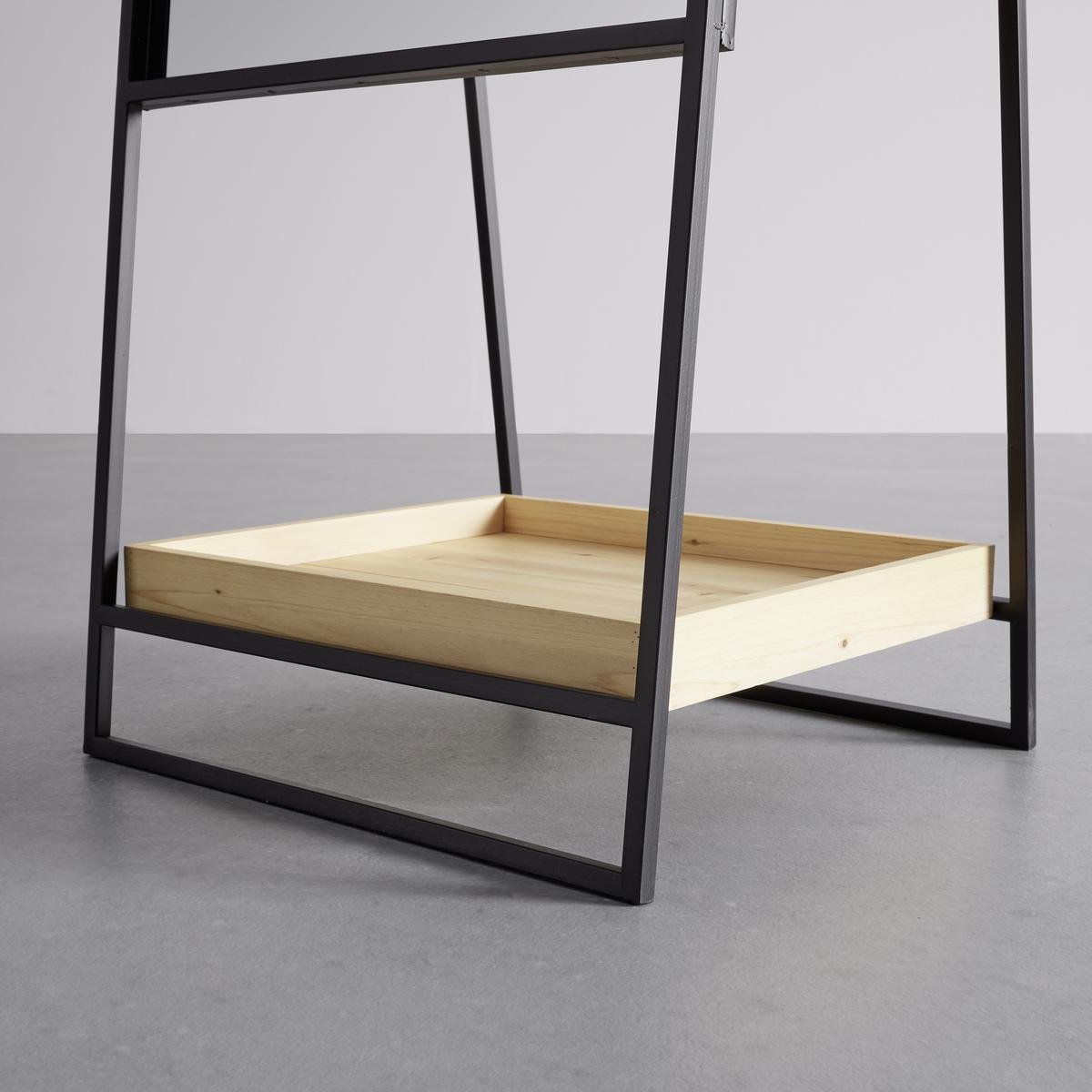 Zrcadlo MALDI - černá/přírodní barvy, Moderní, kov/dřevo (45/161/30cm) - P & B