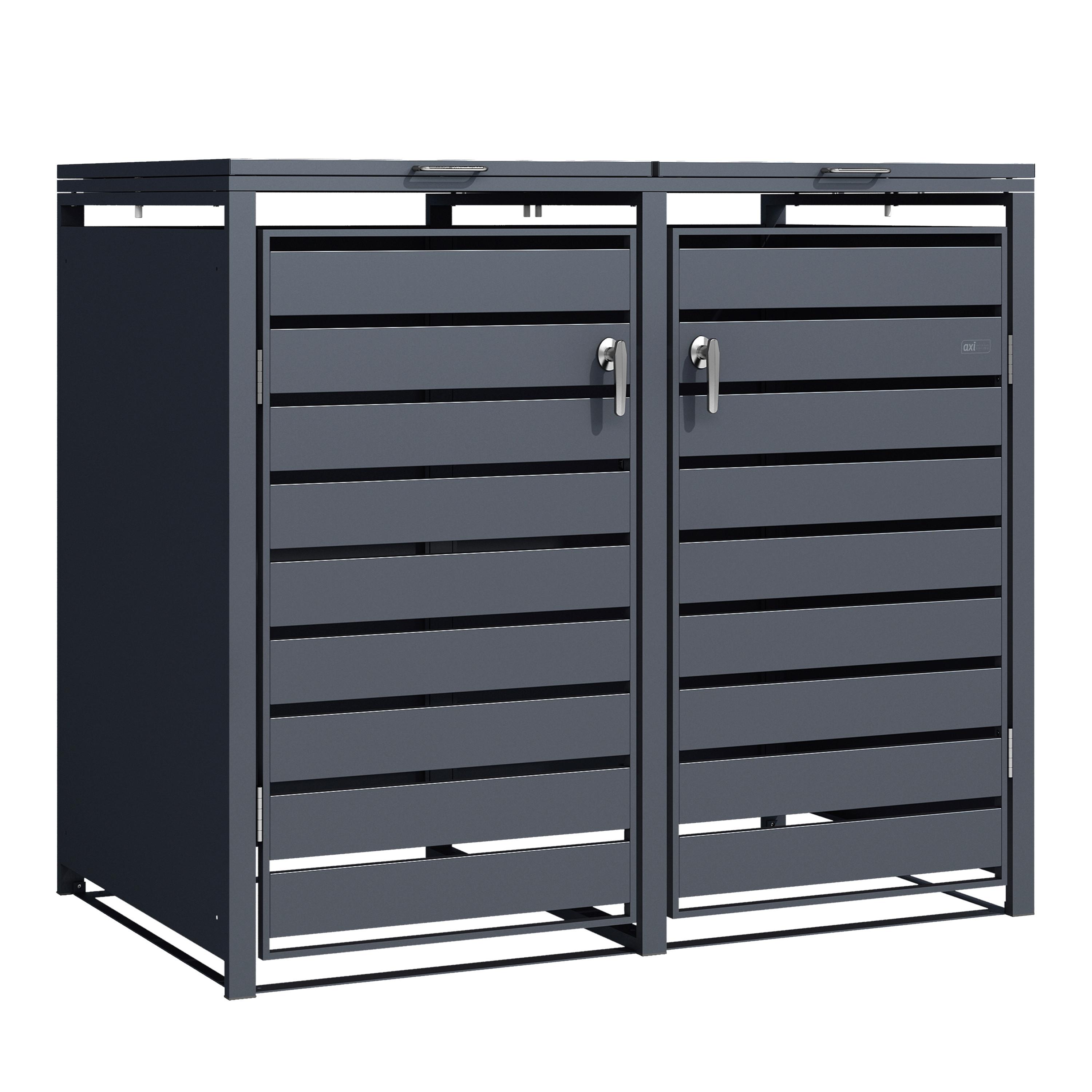 AUFBEWAHRUNGSBOX LUCAS 2X240 LITER - Anthrazit, Basics, Metall (132/80/116cm) - Ambia Garden