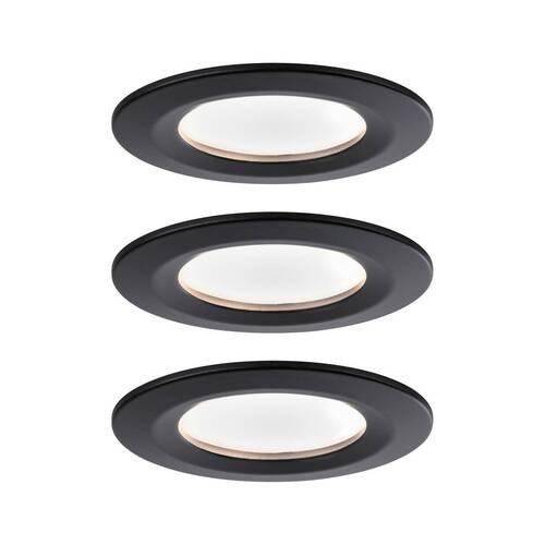Deckenleuchte 3er-Set Ø 7,8 cm, dimmbar, Rund - Schwarz, Basics, Metall (7,8cm) - Paulmann