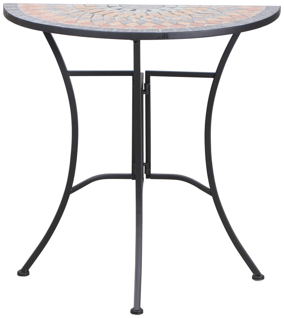 Gartentisch Kreamik/Metall L 70 cm - Multicolor/Schwarz, MODERN, Keramik/Metall (70/35,5/71cm) - Siena Garden