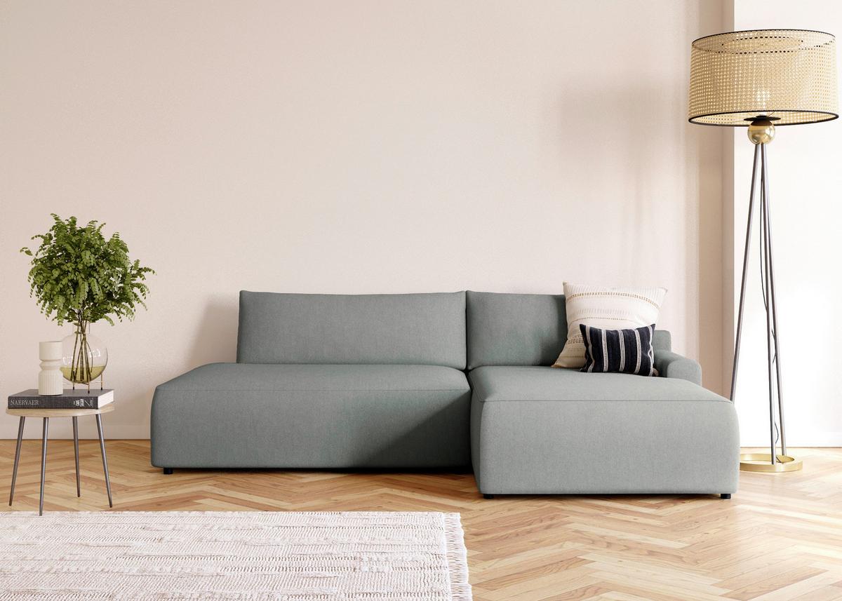 Eckschlafsofa Prag, Grau S: 253x167 cm - Schwarz/Grau, MODERN, Textil (253/167cm) - Trendmanufaktur